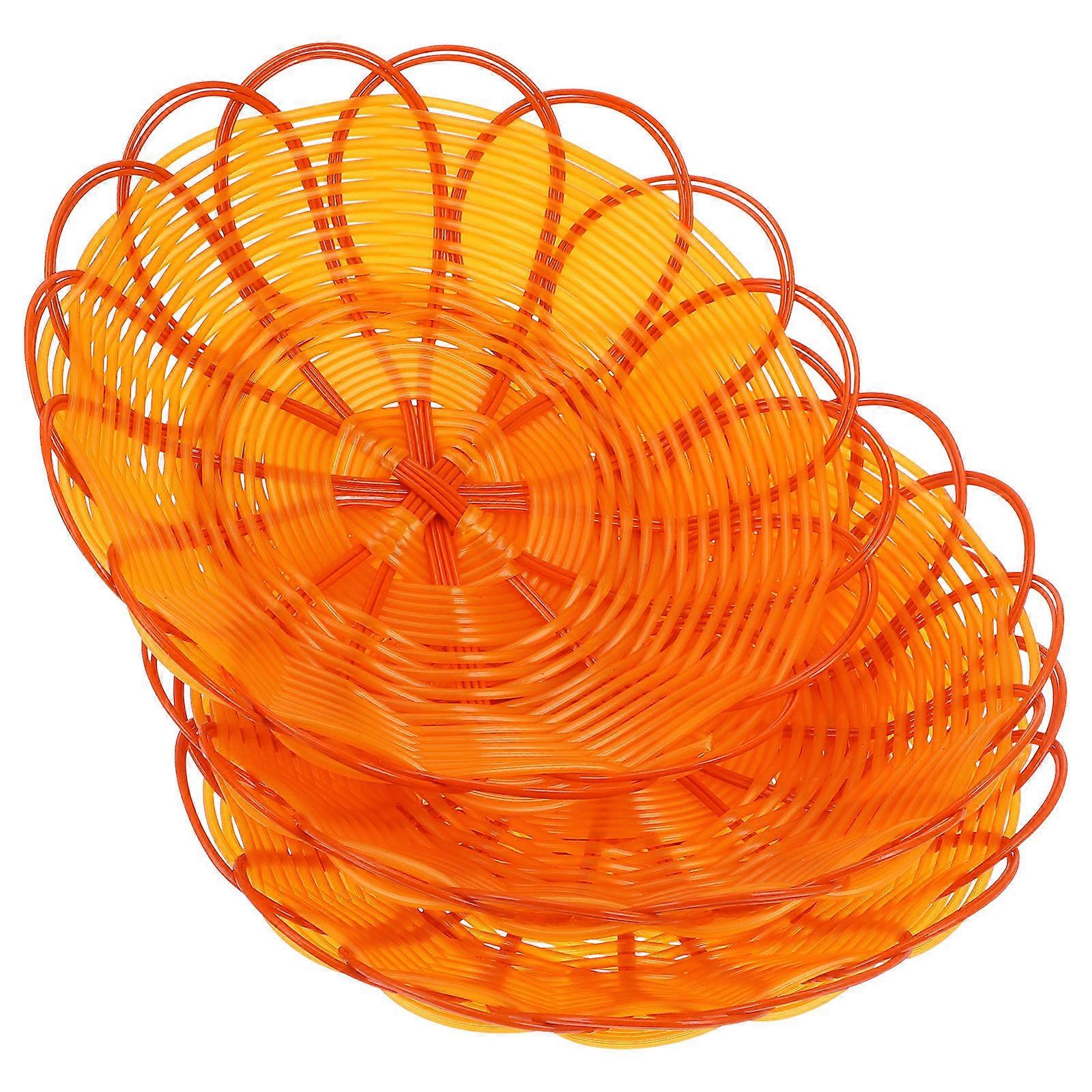 3pcs Woven Baskets for Fruit Storage Handmade in Imitation Rattan Style