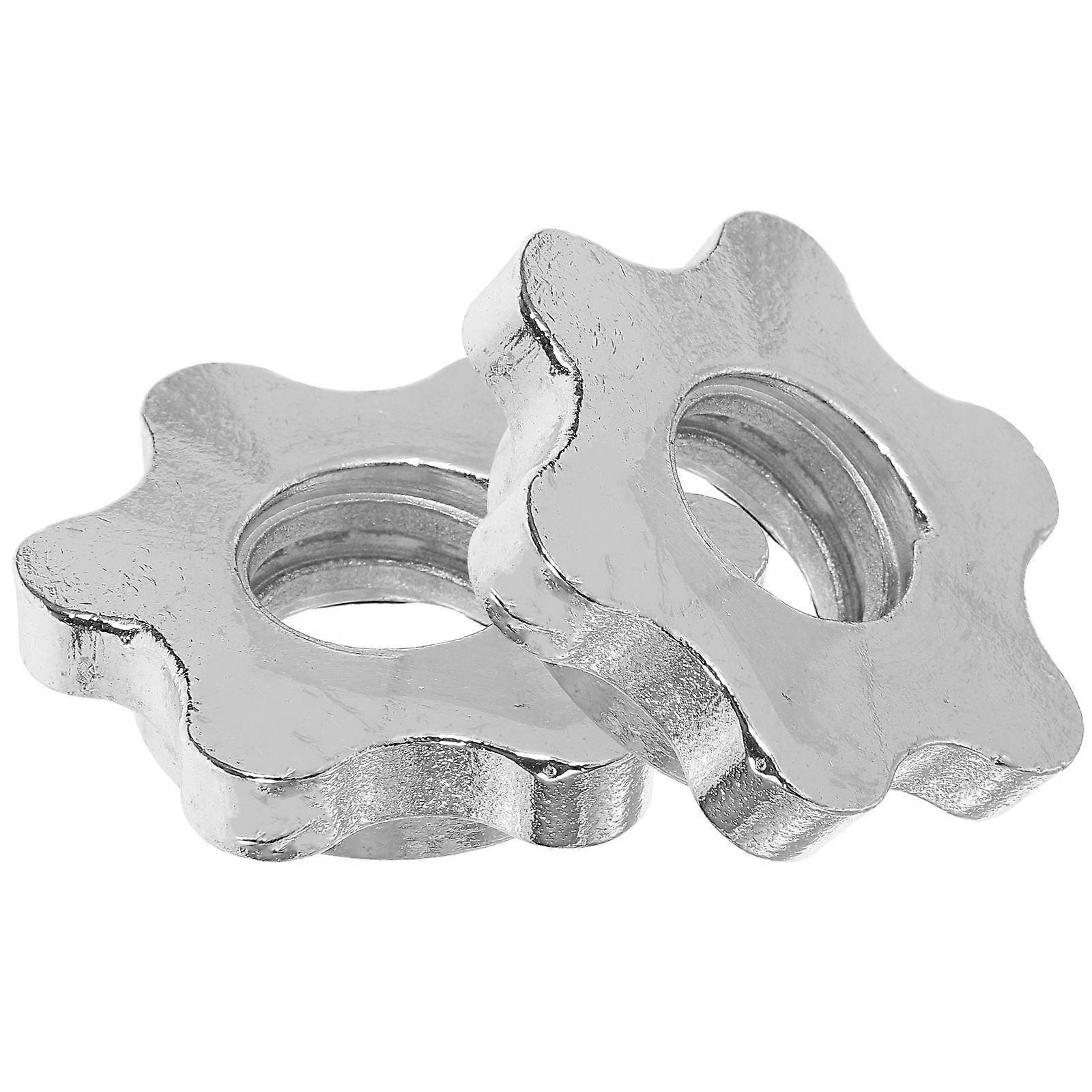 Barbell Weight Lock Nut Nuts Anti-Slip Secure Collar Weight Lifting Silver 6.00X6.00X2.00Cm 1 Pairs