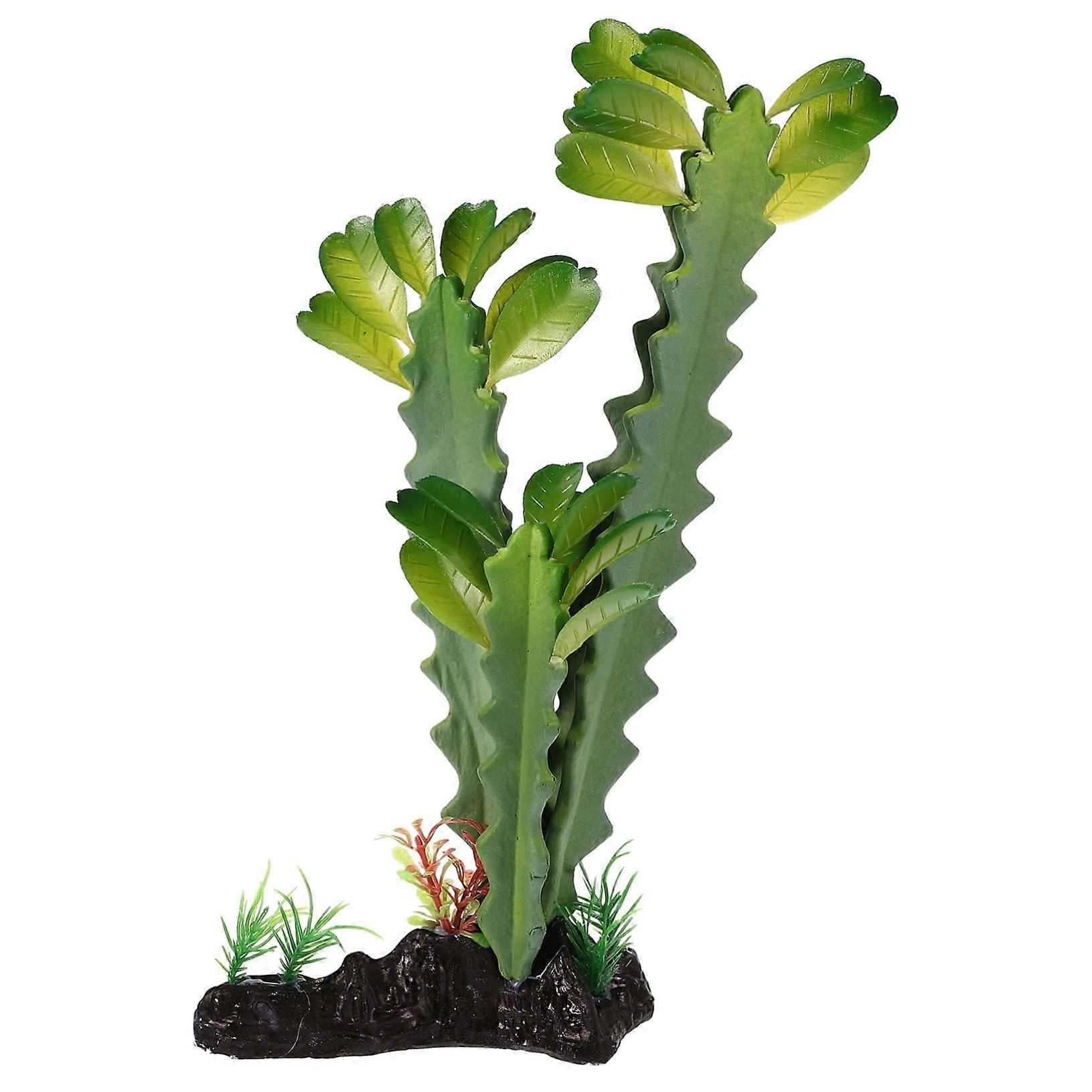 Realistic Artificial Green Plant For Reptile Terrarium, Resin Based, 12 Inch, Safe For Enclosures, Box Landscape Decor