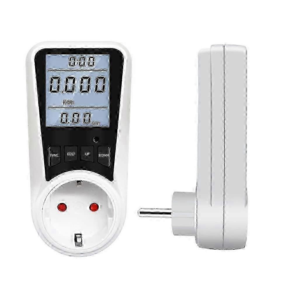 Electricity meter for socket, power consumption meter with LCD, overload protection 3680 W MAX 16 A, backlight power meter 230 V, electricity cost met