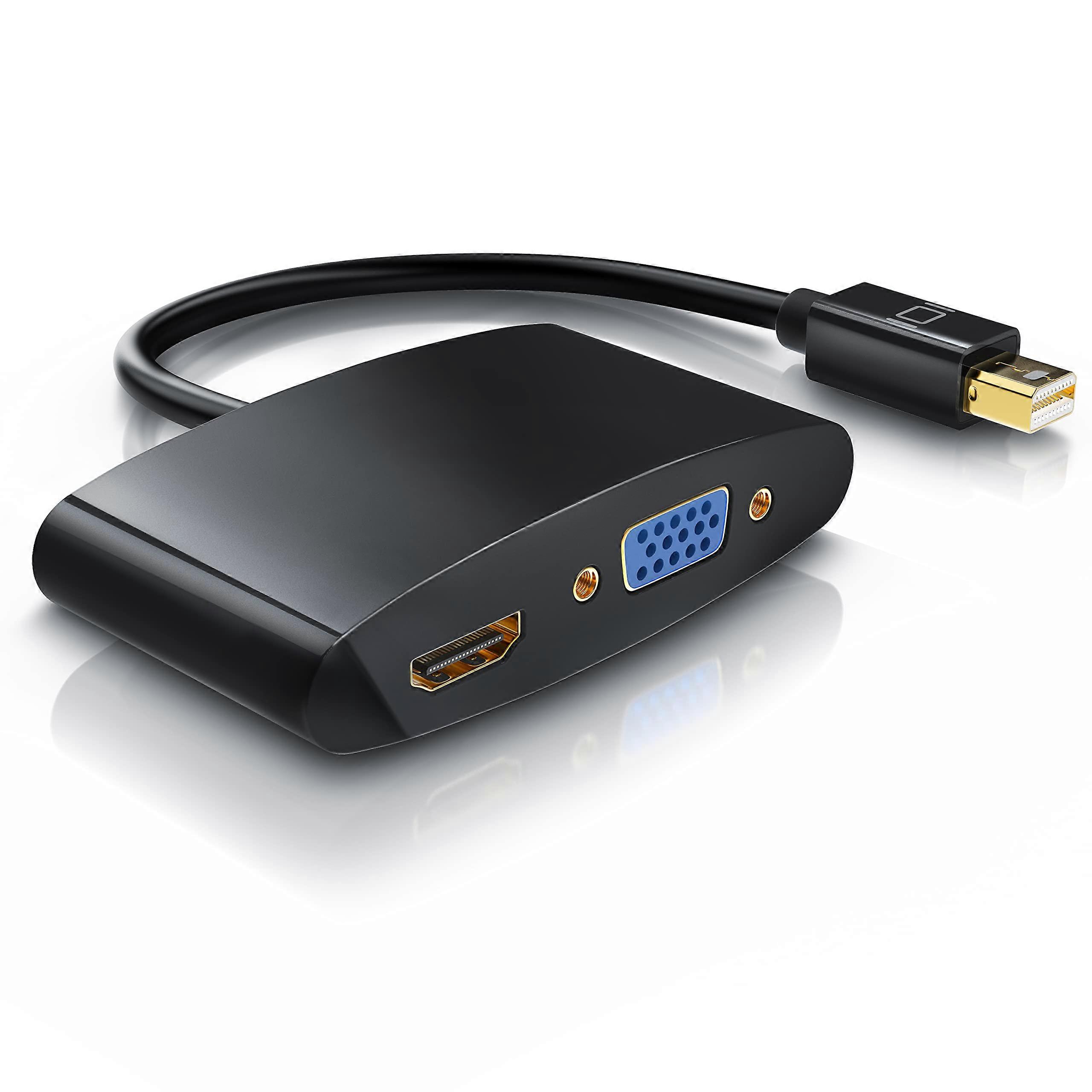 CSL  2 in 1 Mini DisplayPort to VGA HDMI Adapter  Cable Converter for Monitor, Projector, PC, TV, Black