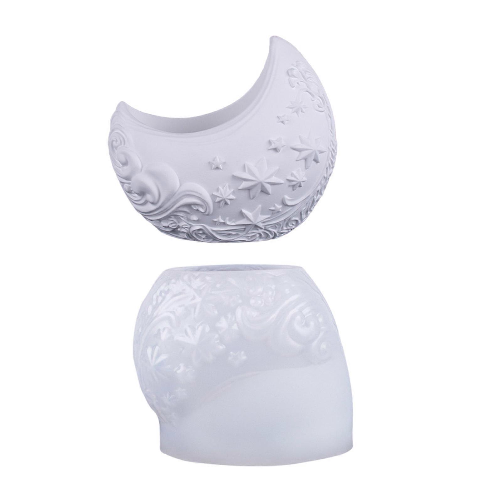 Silicone Moon Planter Mold Featuring Detailed Relief Design For Resin Cement Projects Succulent Plant Container Mould Multicolor