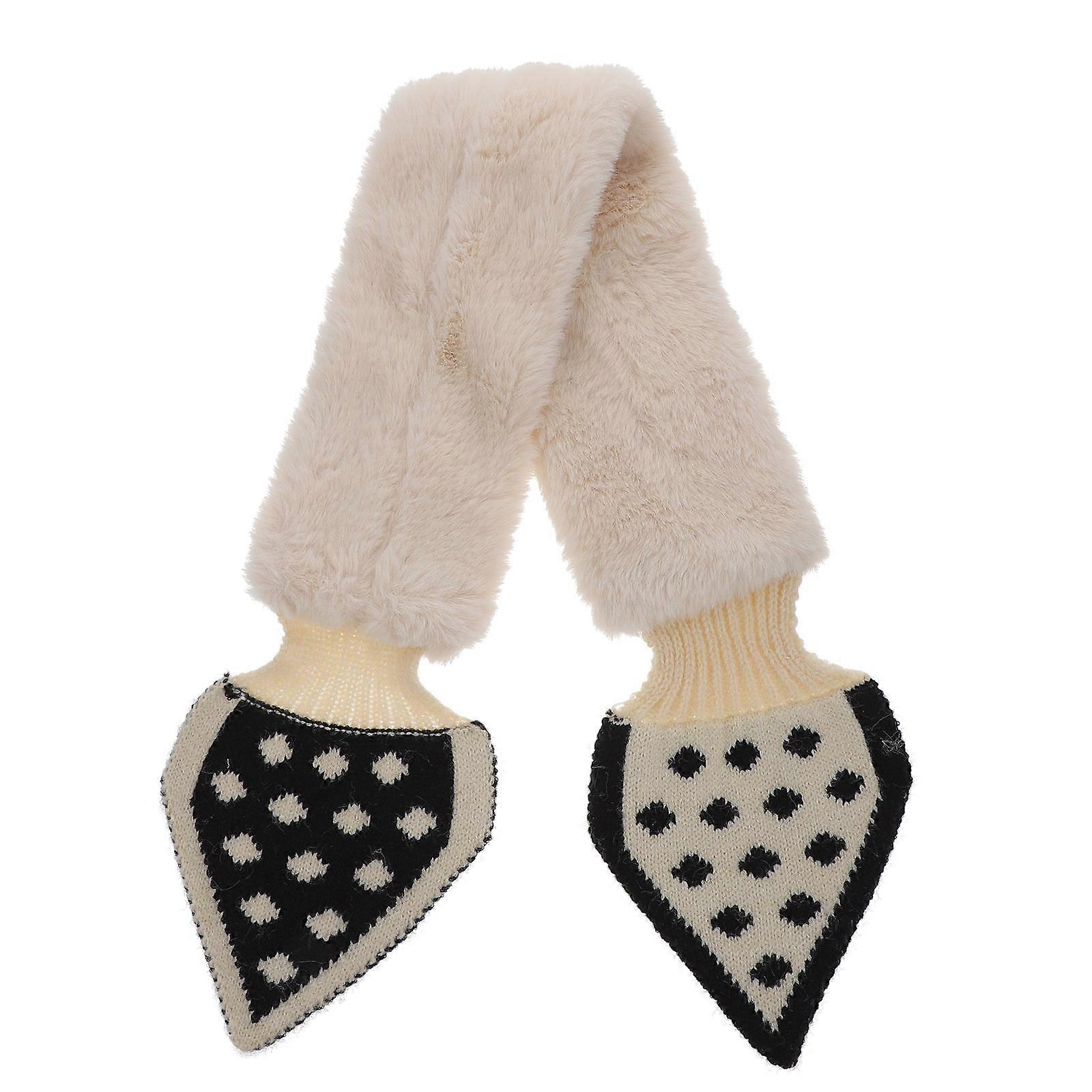 Women's Lightweight Plush Scarf with Dot Pattern, Warm Cross Collar Design for Winter Daily Wear and Outdoor Activities
