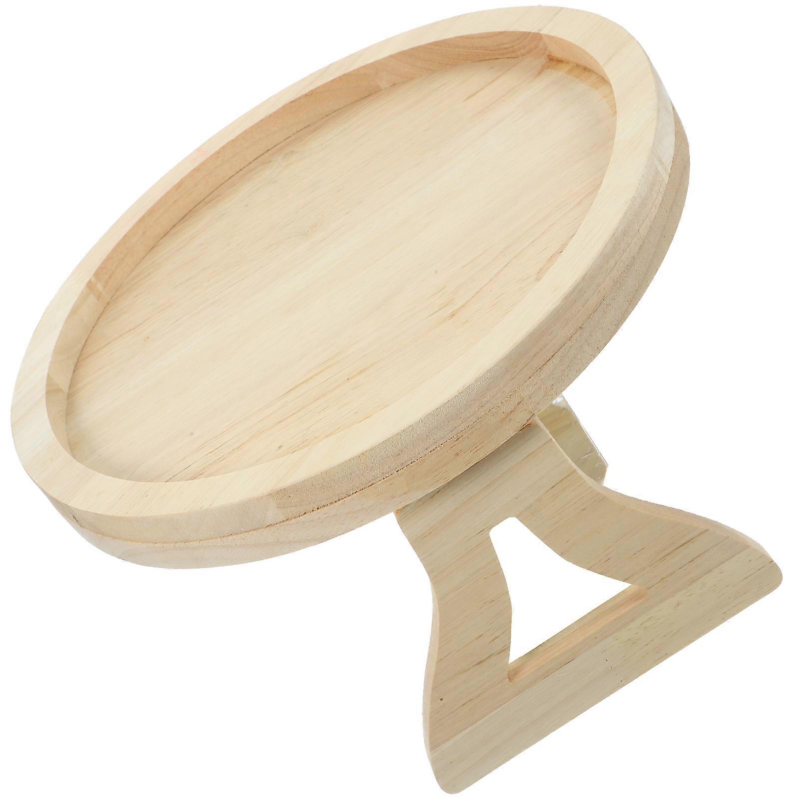 Wooden Foldable Armrest Tray Table with Legs, Multi Function Round Snack Table for Sofa, Smooth Easy to Clean Surface, Table for Living Room