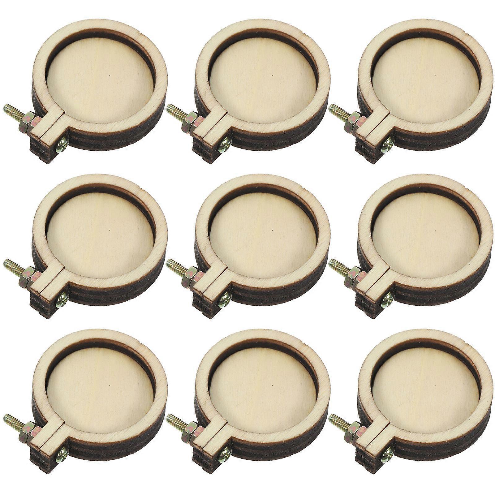 10pcs Mini Wooden Round Cross Stitch Fixing Frames for Embroidery Hoops Needlework Sewing Craft Decoration