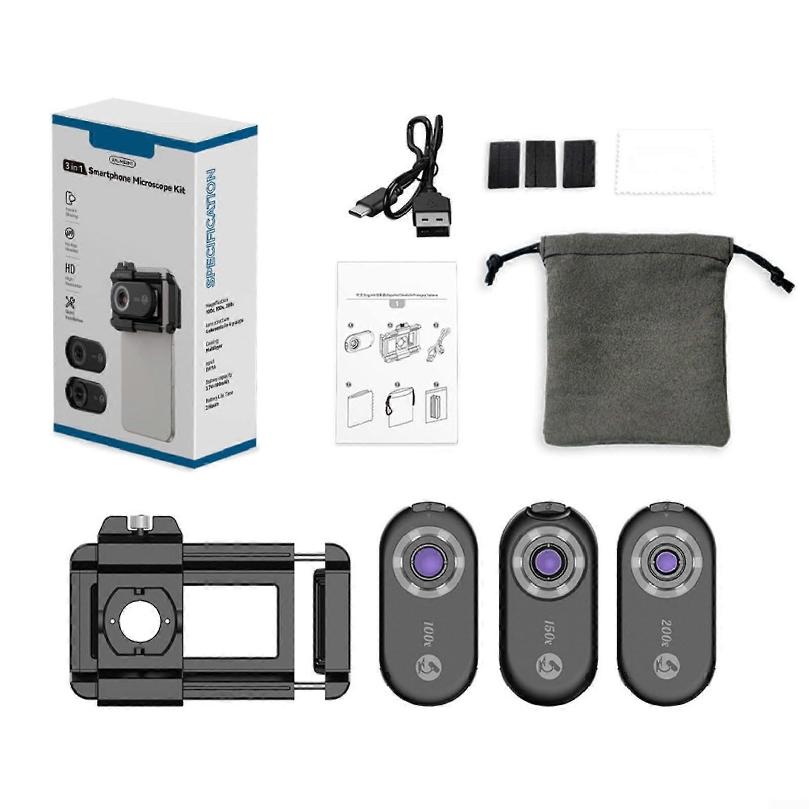 Mobile Microscope with LED Light for Jewelry and Cultural Artifacts, Compact Lightweight Design, 200x Magnification