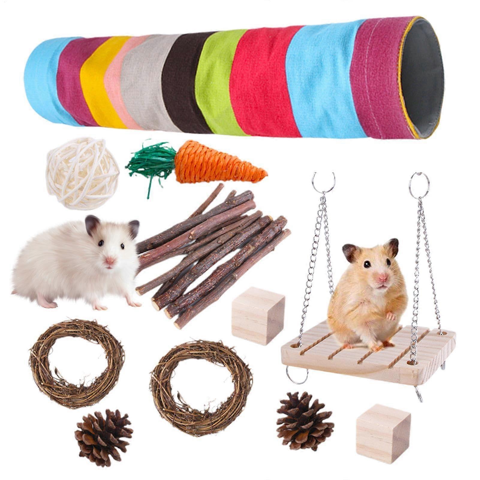 Generico Guinea Pig Toys Set with Rabbit Tunnels, Chew Sticks and 11-Piece Rabbit Tube Kit for Small Animals
