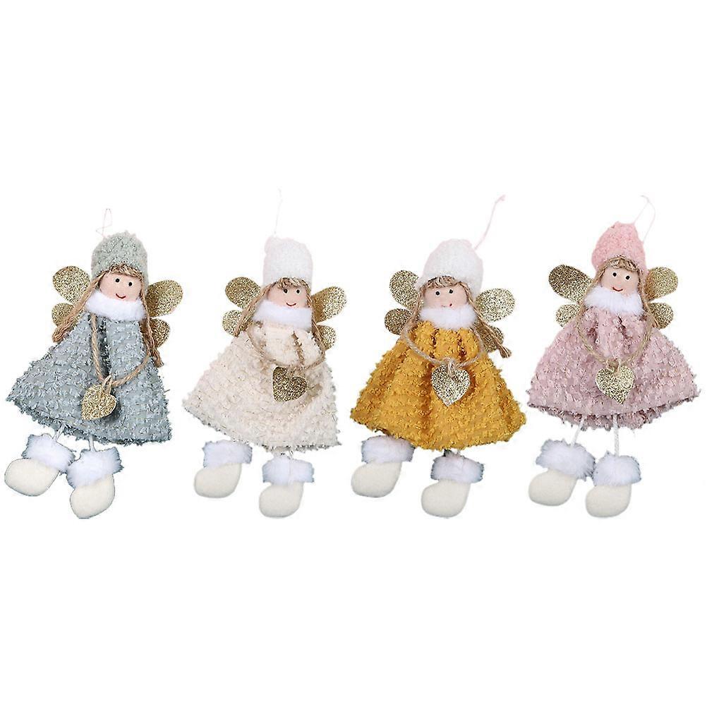 Miniature Tree Decorations Plush Angel Doll Pendants Birthday Decoration Beige Cloth 21x9cm Creative Ornaments