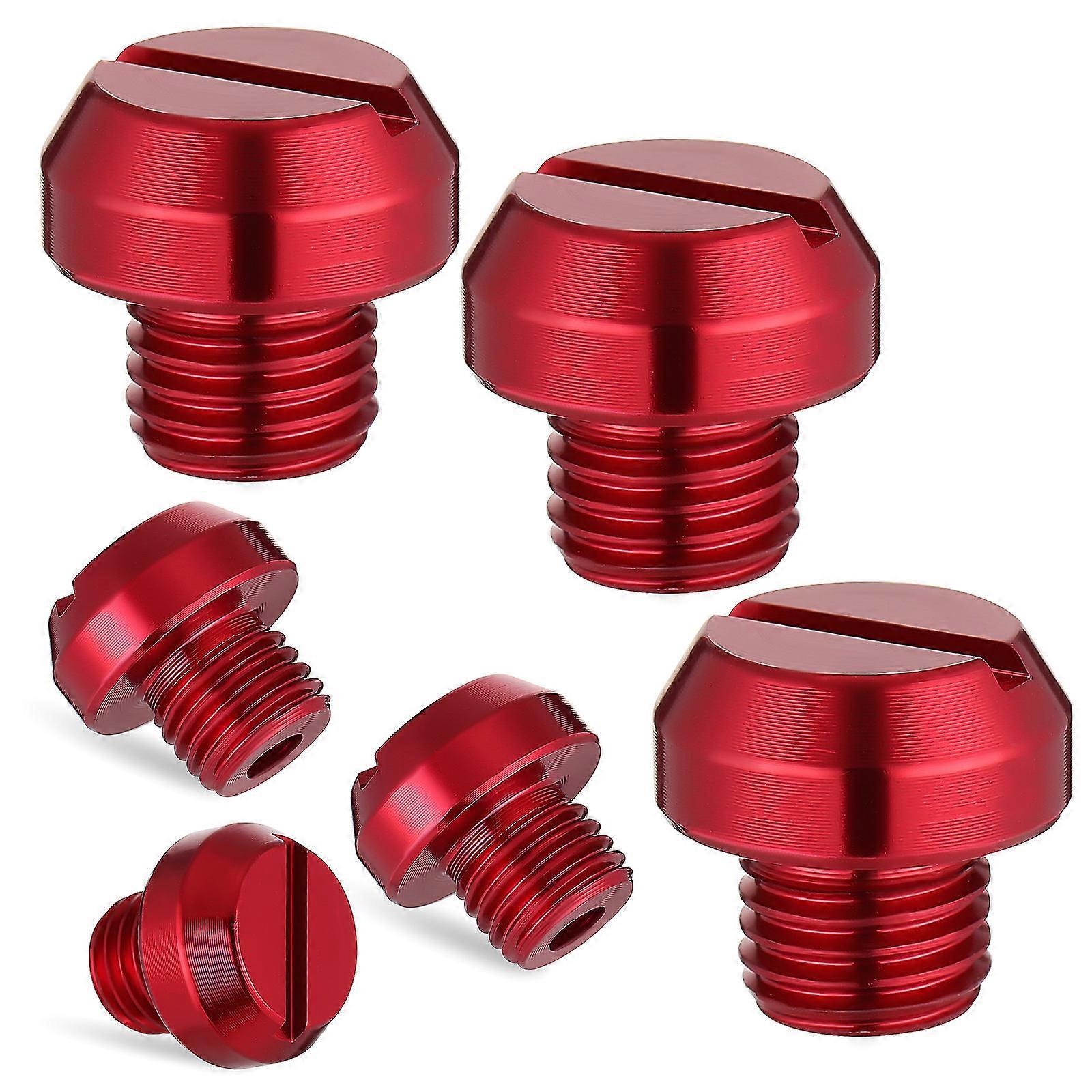 6 Pieces CNC Aluminum Alloy Motorcycle Mirror Plugs and Screws for Stable Fixation and Stylish Red