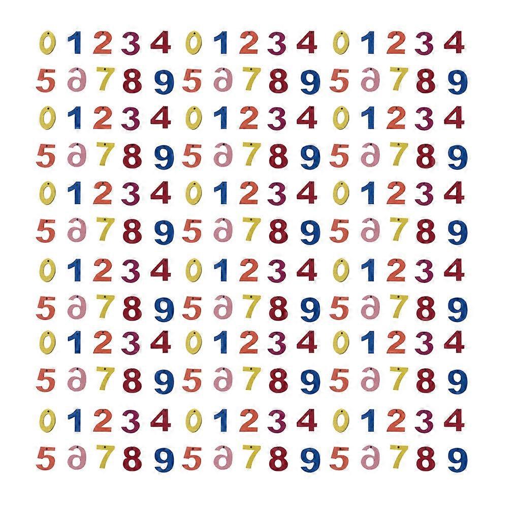 100pcs DIY Numbers Wood Chips Decorative Colorful Crafts Numbers for Patchwork Scrapbooking (Random Pattern)