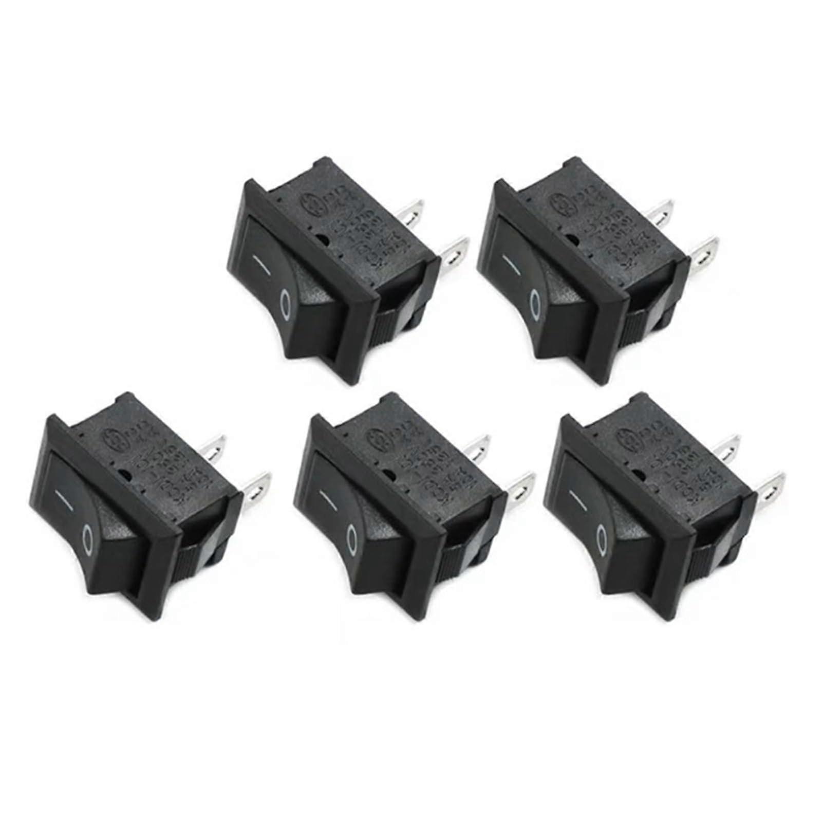 5Pcs/Lot KCD1 2 Pin 250V 3A SPST Black Boat Switch 21 * 15mm Snapin ON Off Rocker Position Switch KCD1 with lamp (2Pin ONOff)