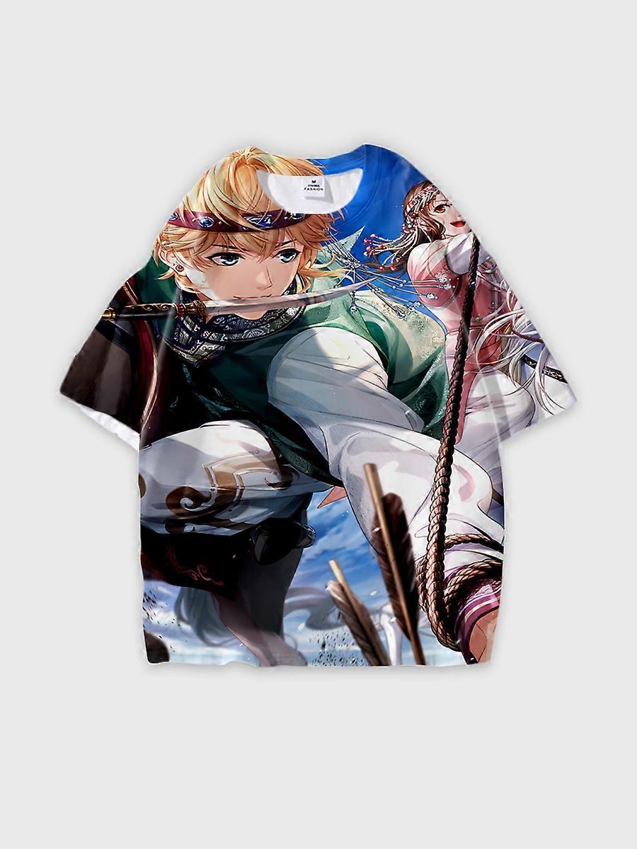 T-shirt round neck Role Pattern loose short sleeve E1020