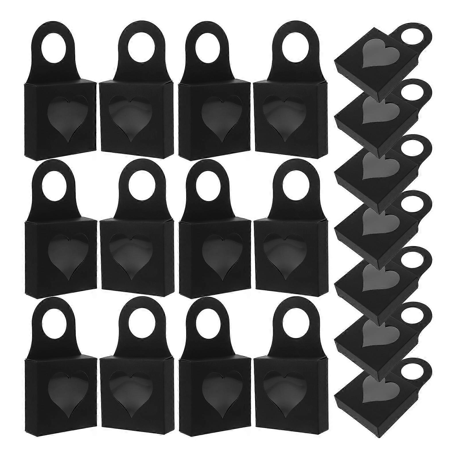 Black Decorative Storage Case with Heart Shaped Window for Jewelry and Small Ornaments 25pcs