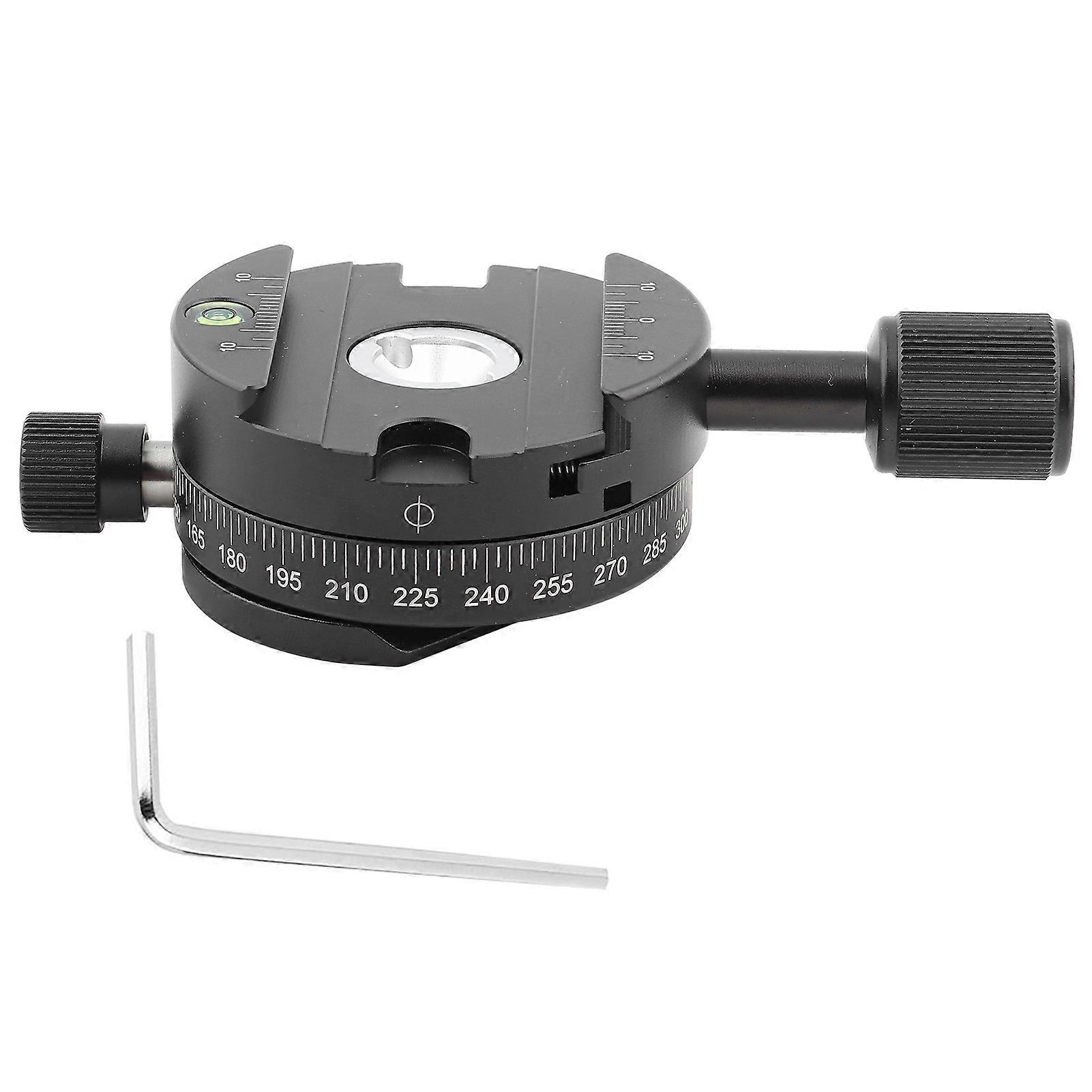 QJ‑01 Aluminum Alloy 360° Rotatable Panoramic Tripod Head with Scale Level for Arca Swiss Clamp
