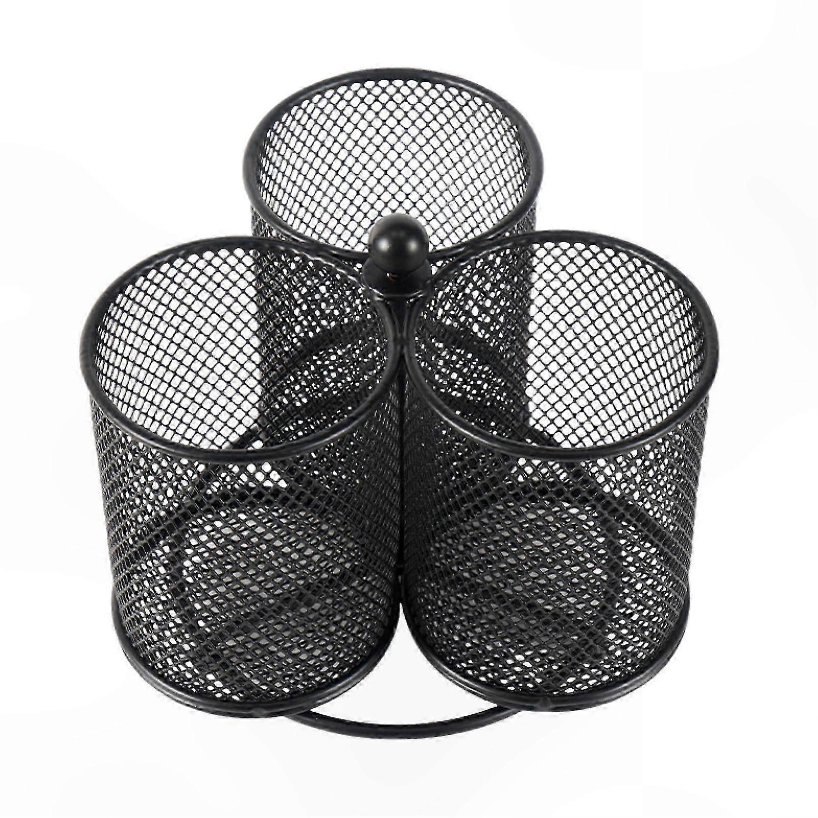 360 Rotating Utensil Organizer with 3 Compartments Multi-Functional Cutlery Storage for Home and Office Use