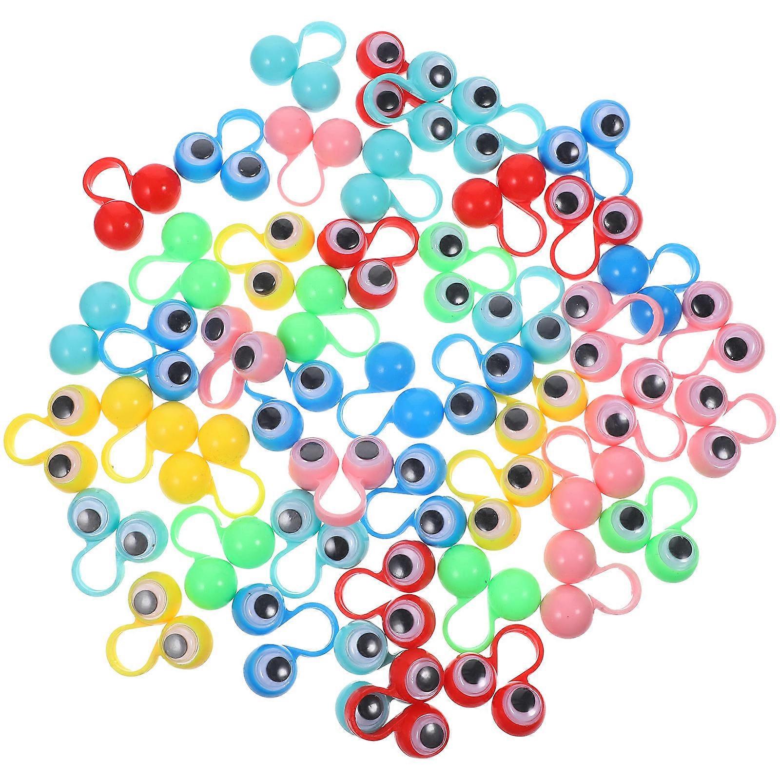 48 Pcs Interactive Eye Ring Finger Puppets Educational Plastic Toys for Kids Learning and Play Assorted Color