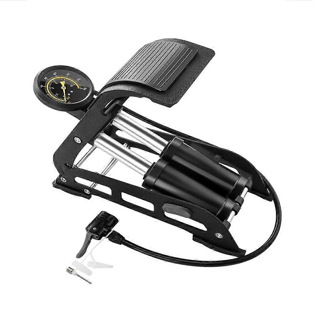 Bicycle Floor Pump Portable 160 PSI Double Barrel With Accurate Pressure Gauge