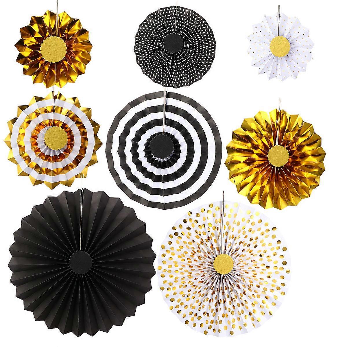 Halloween Paper Fans Gold Fan Shape Event Organizers 15.72 X 15.72 X 0.39Inch Diy Decoration 1Set