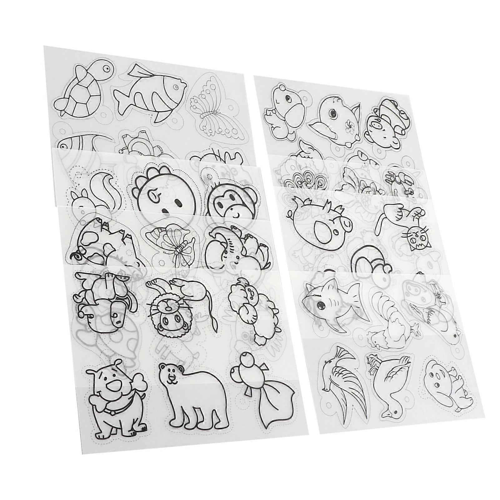 Heat Shrink Sheets 8 Pcs Hand Painted DIY Printing with Pattern Filling for Kids Craft School Project DIY OrnamentsAnimal Series JS 81 