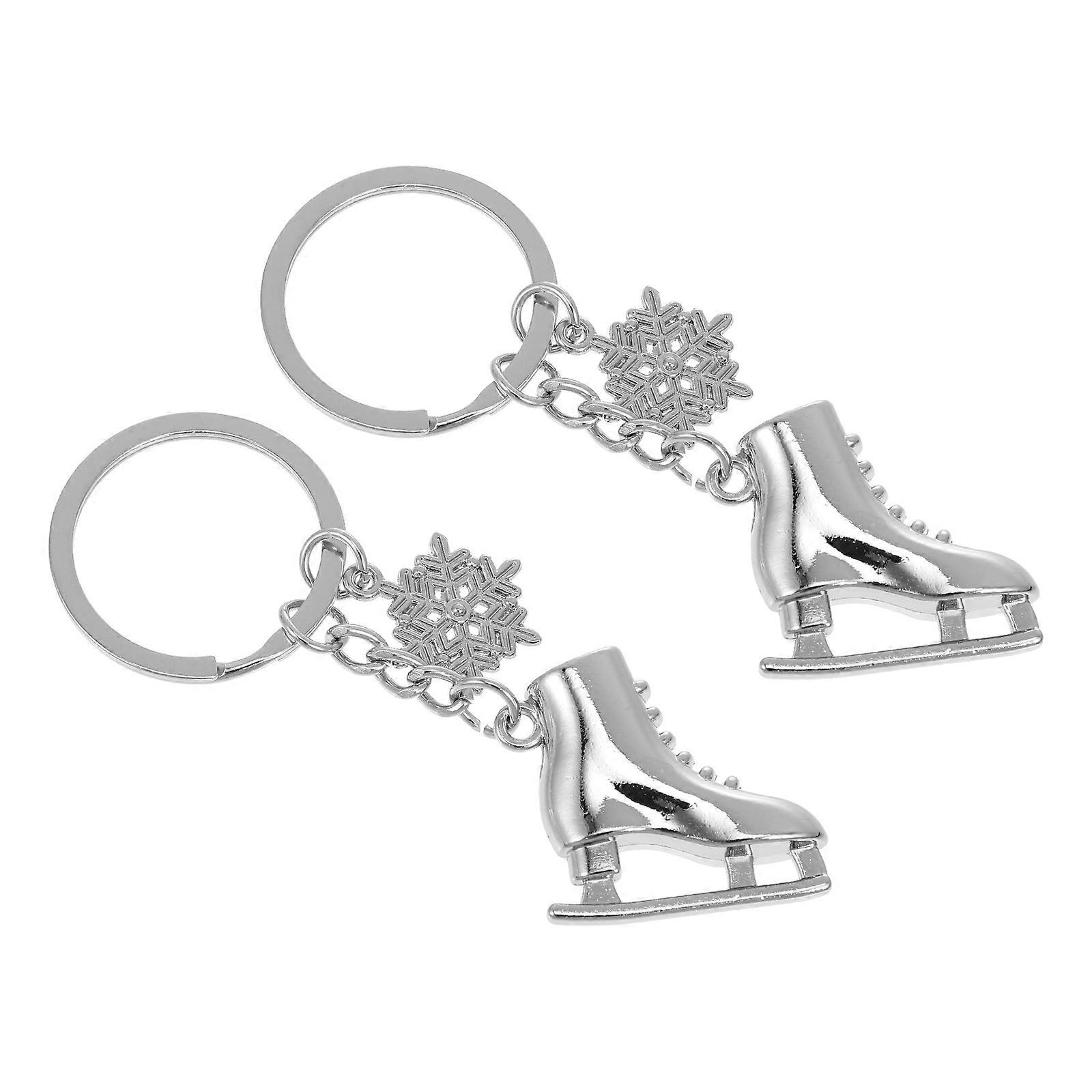 Skating Keychain with Durable Alloy Material for Decor Silver Color Fits Bag Pendant 2Pcs