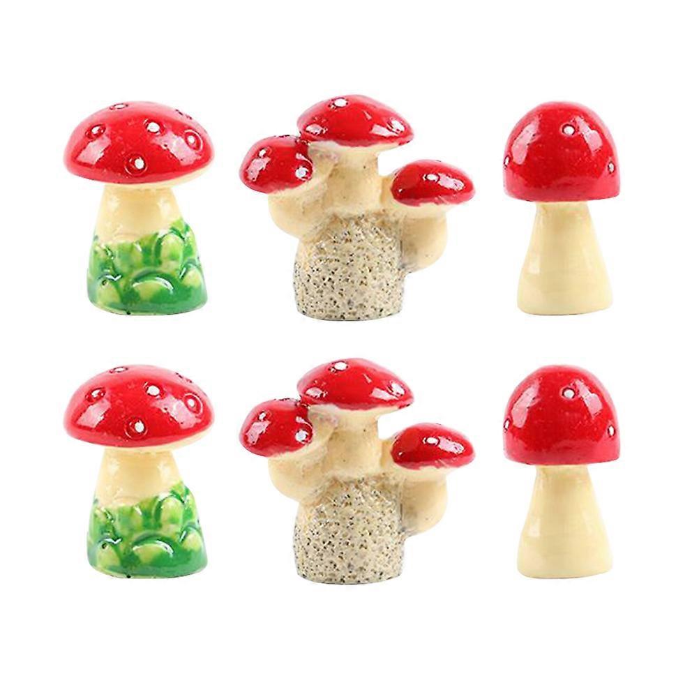 Miniature Resin Mushroom Ideal For Creating Fairy World Theme Gardens 6 Pcs Designed For Hobbyists