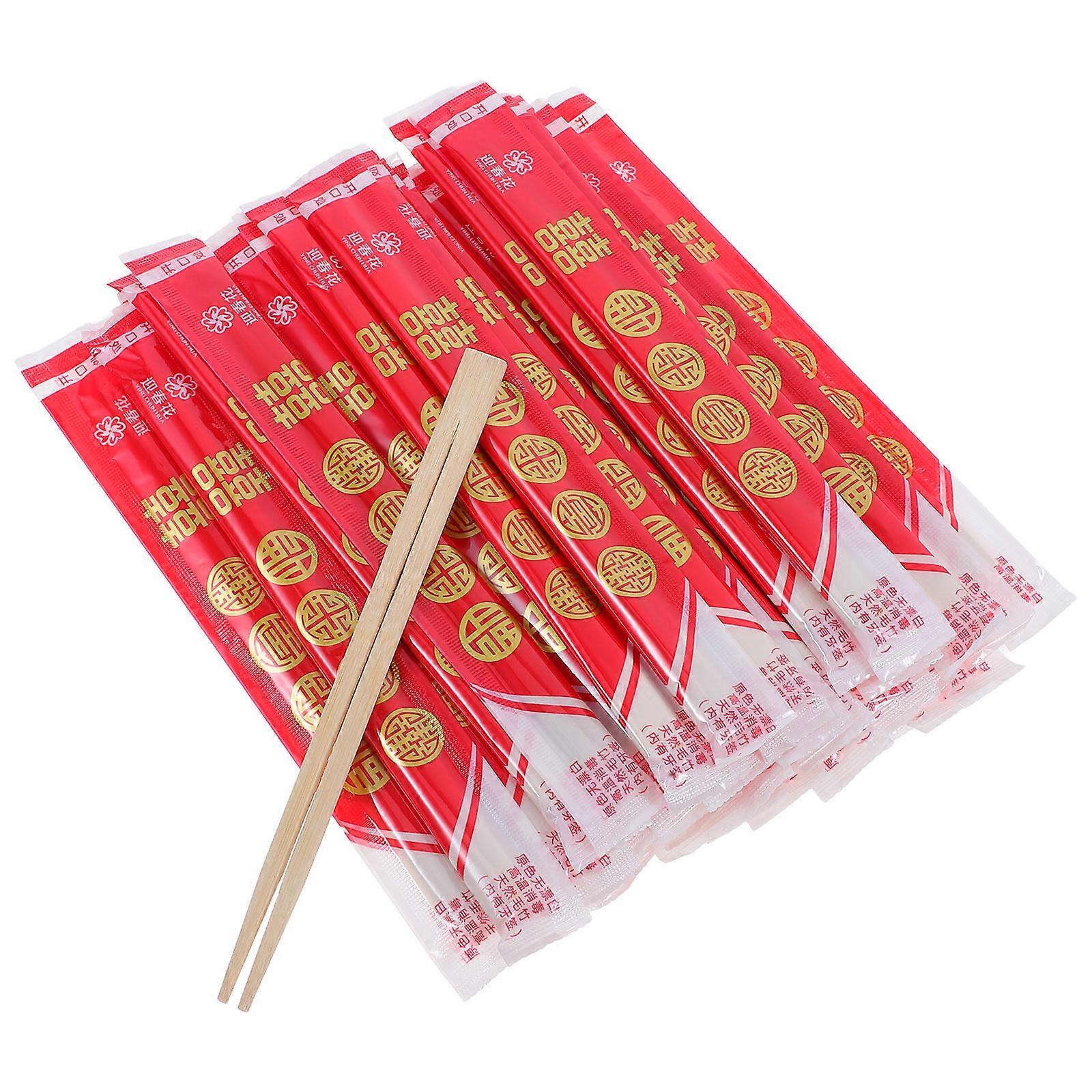 Long Red Bagged Chopsticks With Toothpick For New Year Celebrations 40 Pairs Traditional Chinese Tableware Reusable Material