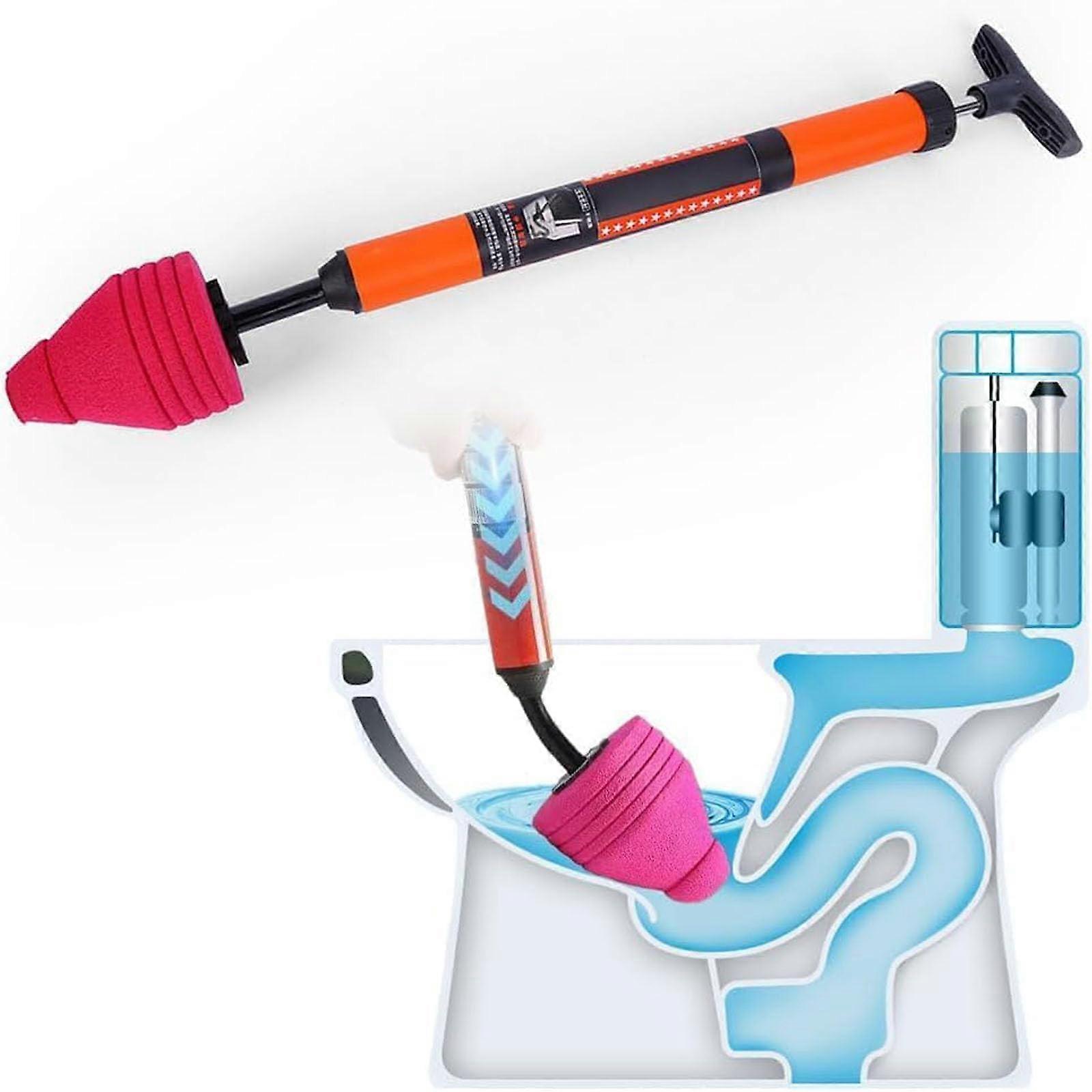 Multi-Purpose Toilet Plunger and Clog Remover - For Toilets, Bathtubs, Showers, Drains, and Pipes (Red001)