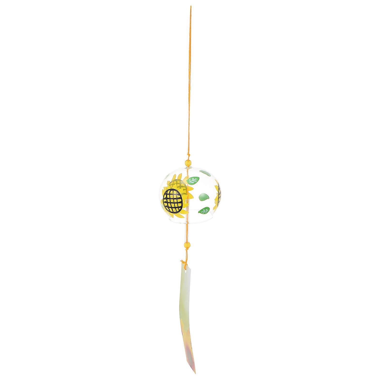 Cute Glass Wind Chime For Family Friends 7X6cm Yellow Hanging Adornment 1Pack