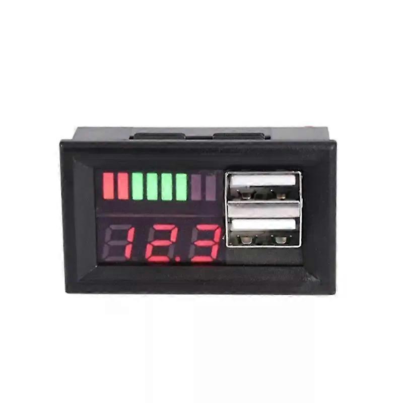 Red LED Digital Display Voltmeter Mini Voltage Meter Battery Tester Panel for DC 12V Car Motorcycles Vehicles USB 5V2A outputv