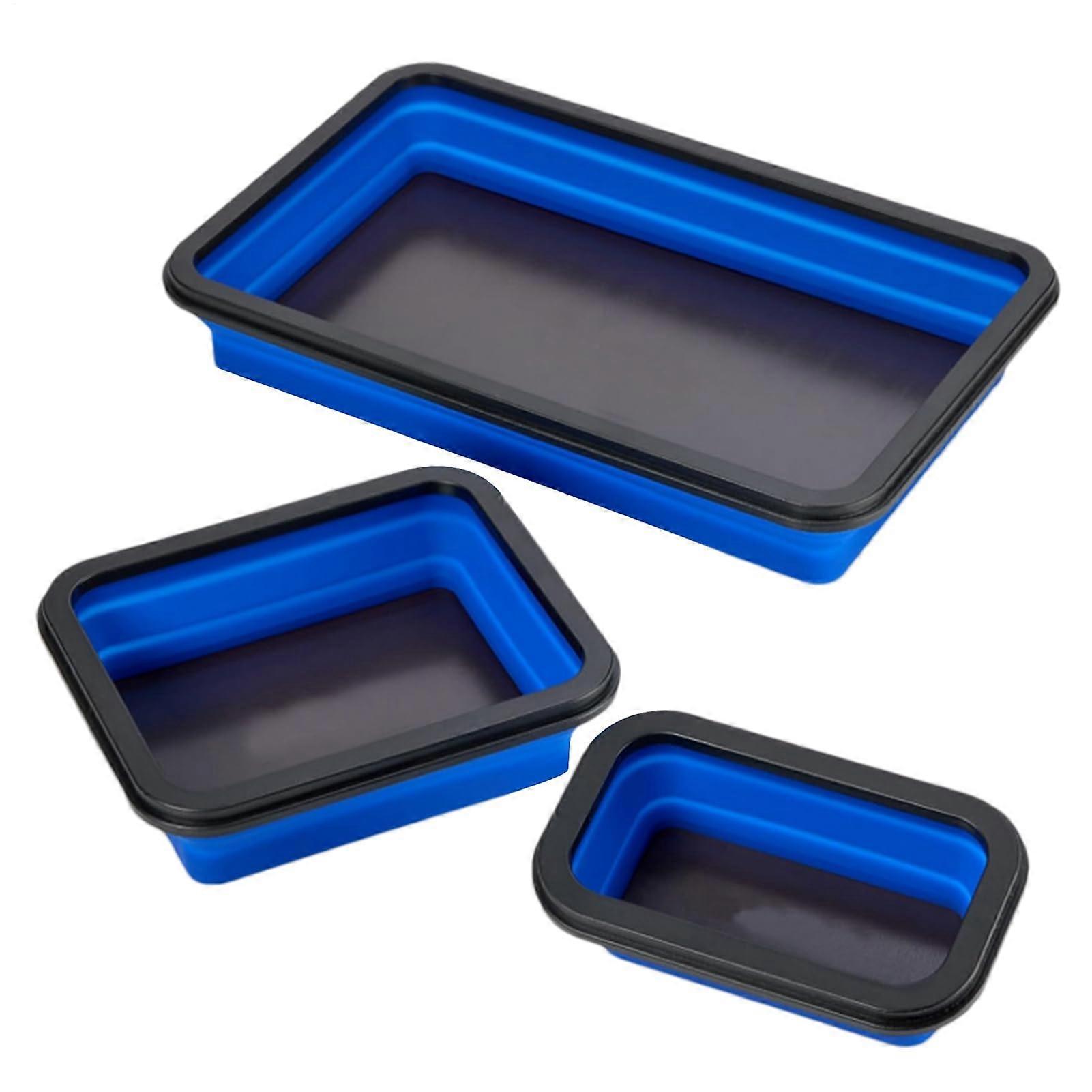 Magnetic Parts Tray Set, Three Foldable Sizes, Strong Magnetic Base, Tool Organizer