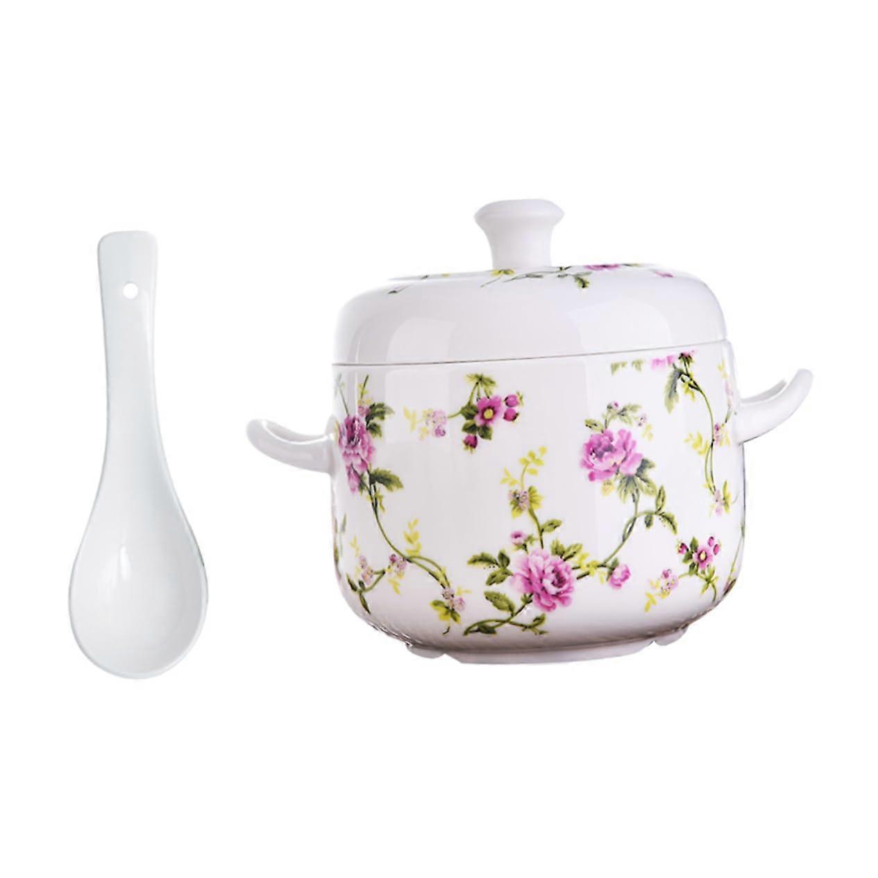 Ceramic Casserole with Lid Set - Mini Double Ear Soup Pot for Stewing