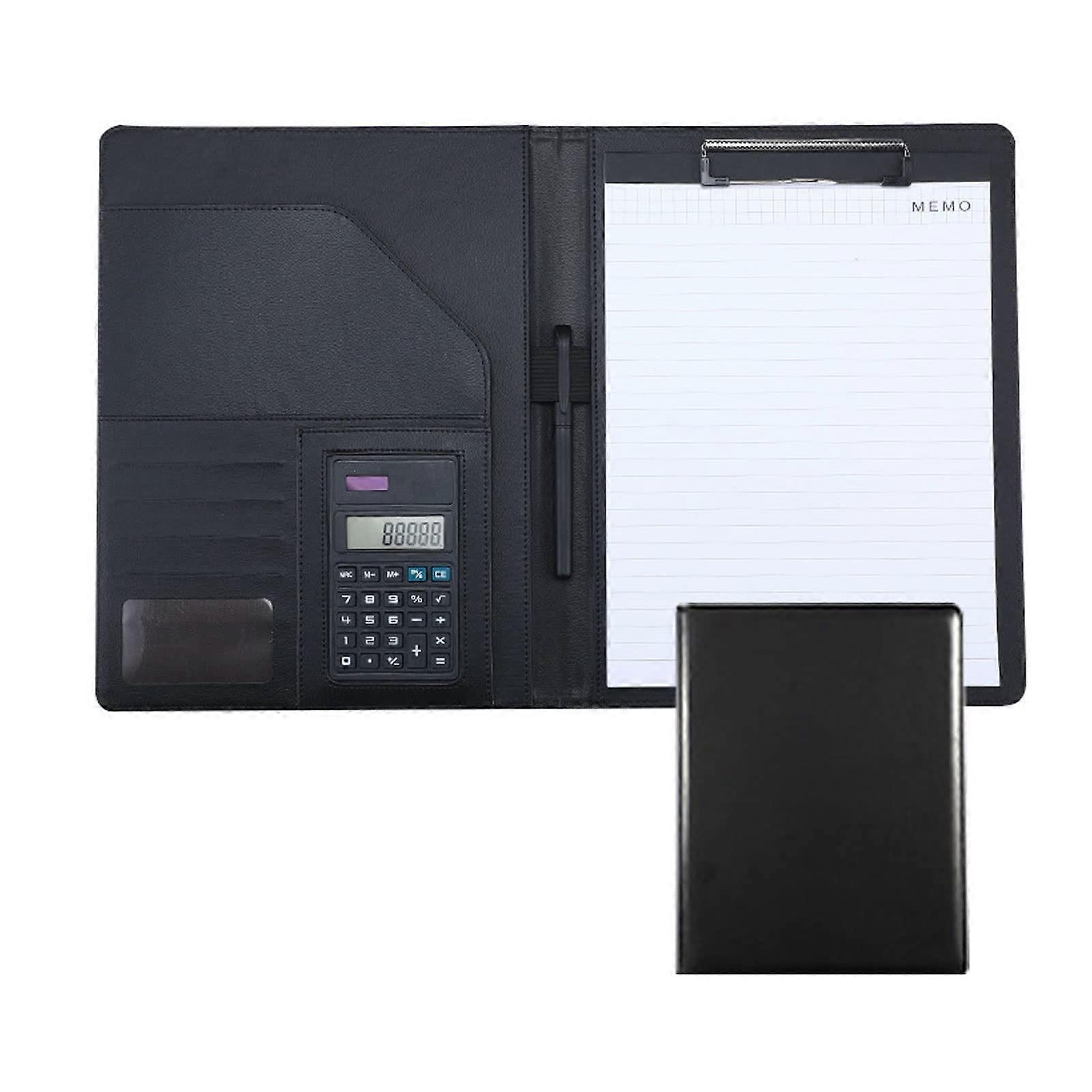 Writing Case A4 Conference Folder Leather Writing Case Ring Binder (Colour: Black)
