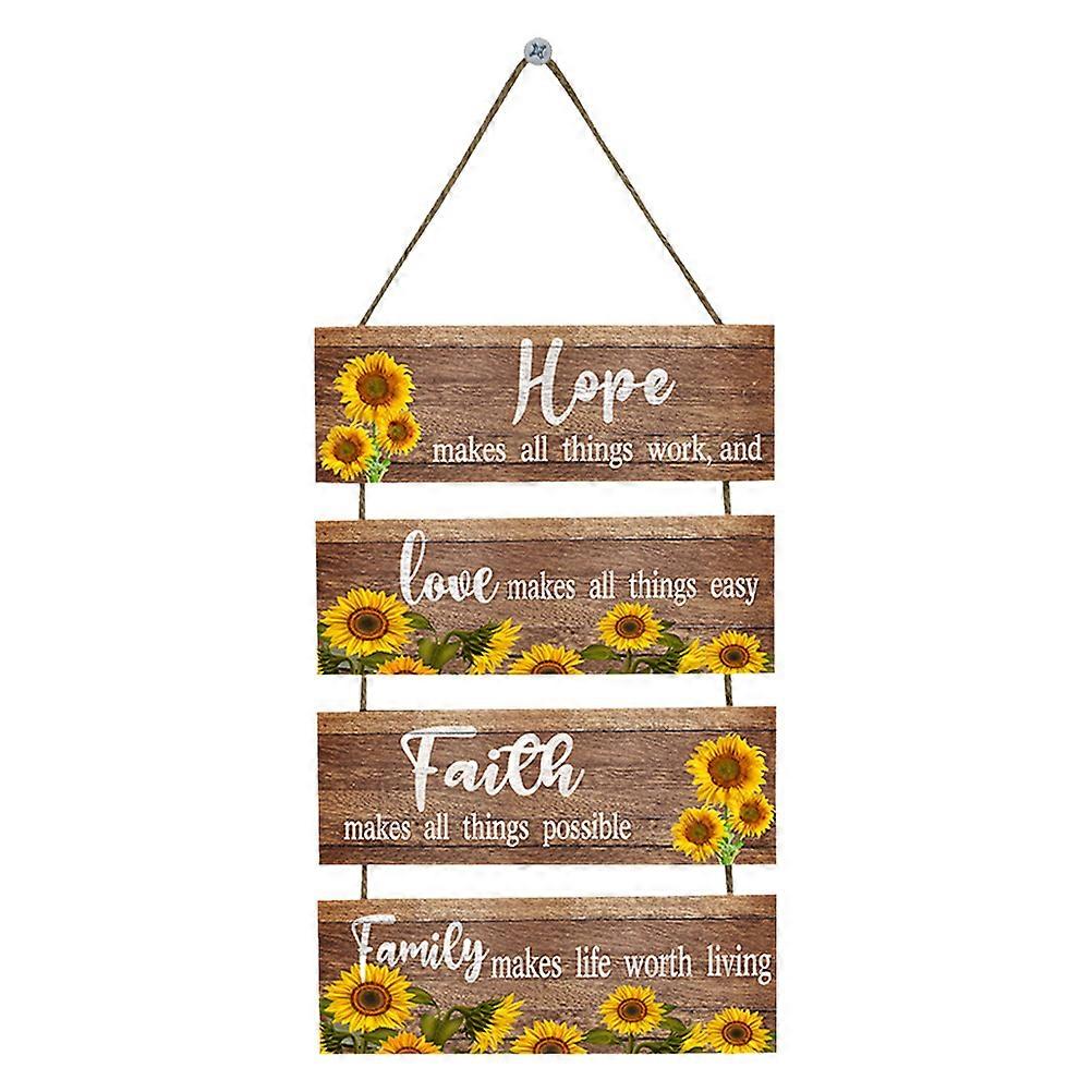 Garden Scene Ornament Door Decorative Pendant Summer Style Wall Decoration Multi Wooden Pendant 30X10CM 1Pack