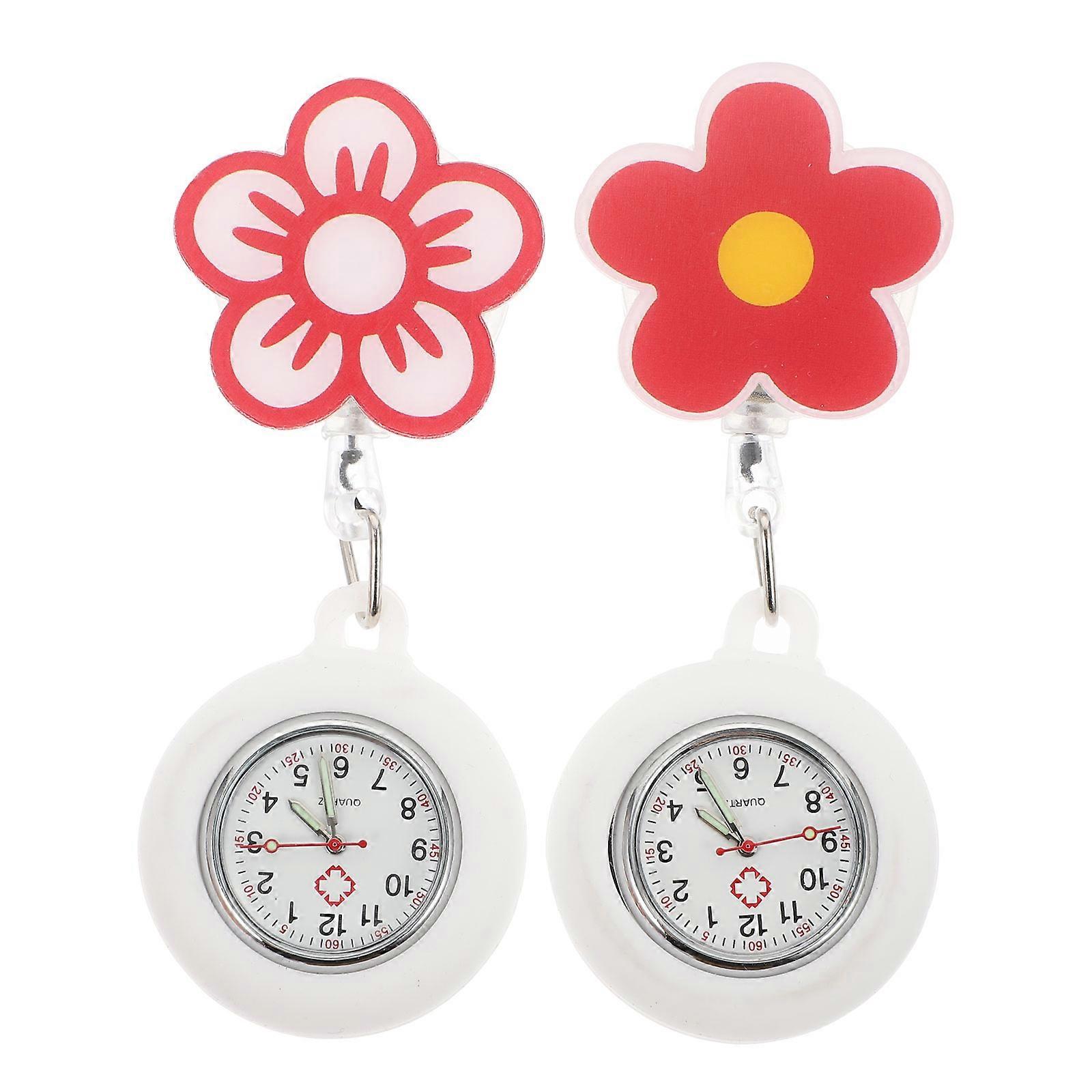 Retractable Luminous Nurse Pocket Watch For Medical Professionals Classic Design 2Pack
