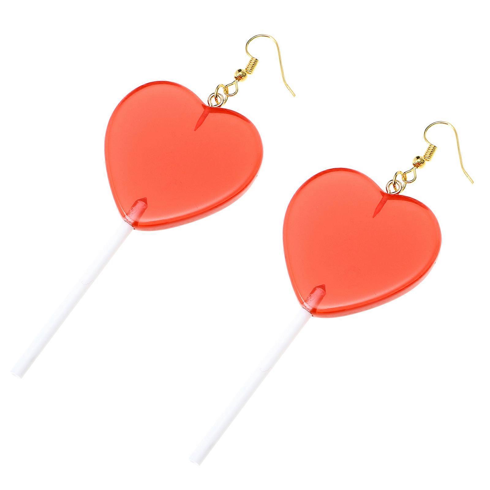 Handmade Heart Lollipops Dangle Earrings for Women – Lightweight, Skin Friendly, Candy Colored Drop Pendants with Cute Love Design for Bridesmaids