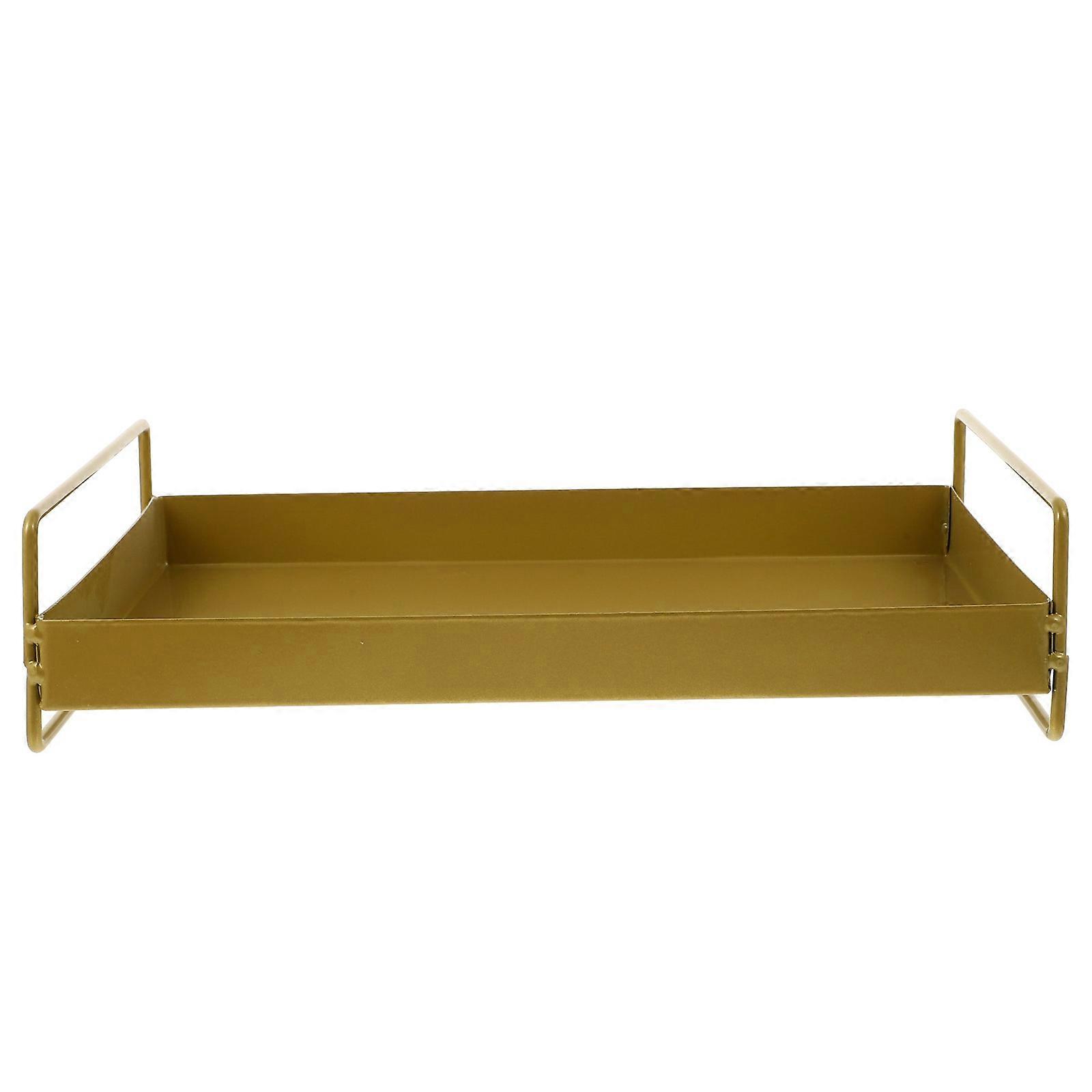 Rectangular Serving Tray Storage Tray For Dining Table Living Room 32X20X7.5CM Golden 1Pack