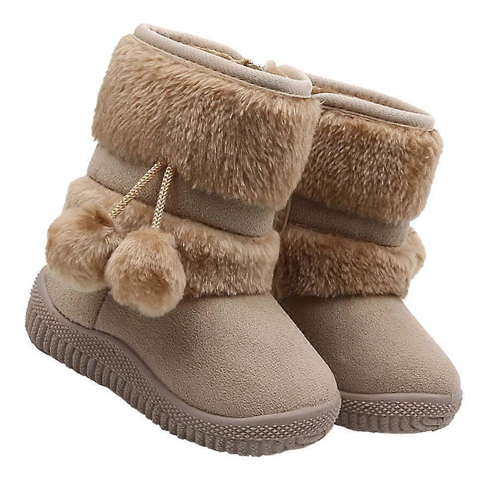 Prewalker Snow Boots for Soft Sole Winter Shoes Warm Non Slip Cozy Booties for Boys Beige