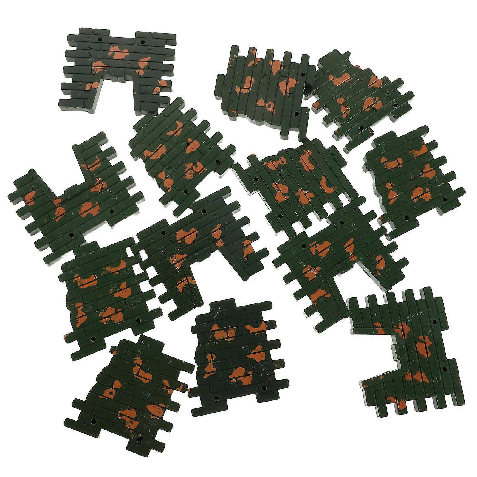 50pcs Realistic Olive Green Modular Bunker Walls for Creative Sand Table Layouts, DIY Wall Models for Roleplaying and Miniature Garden Fencing