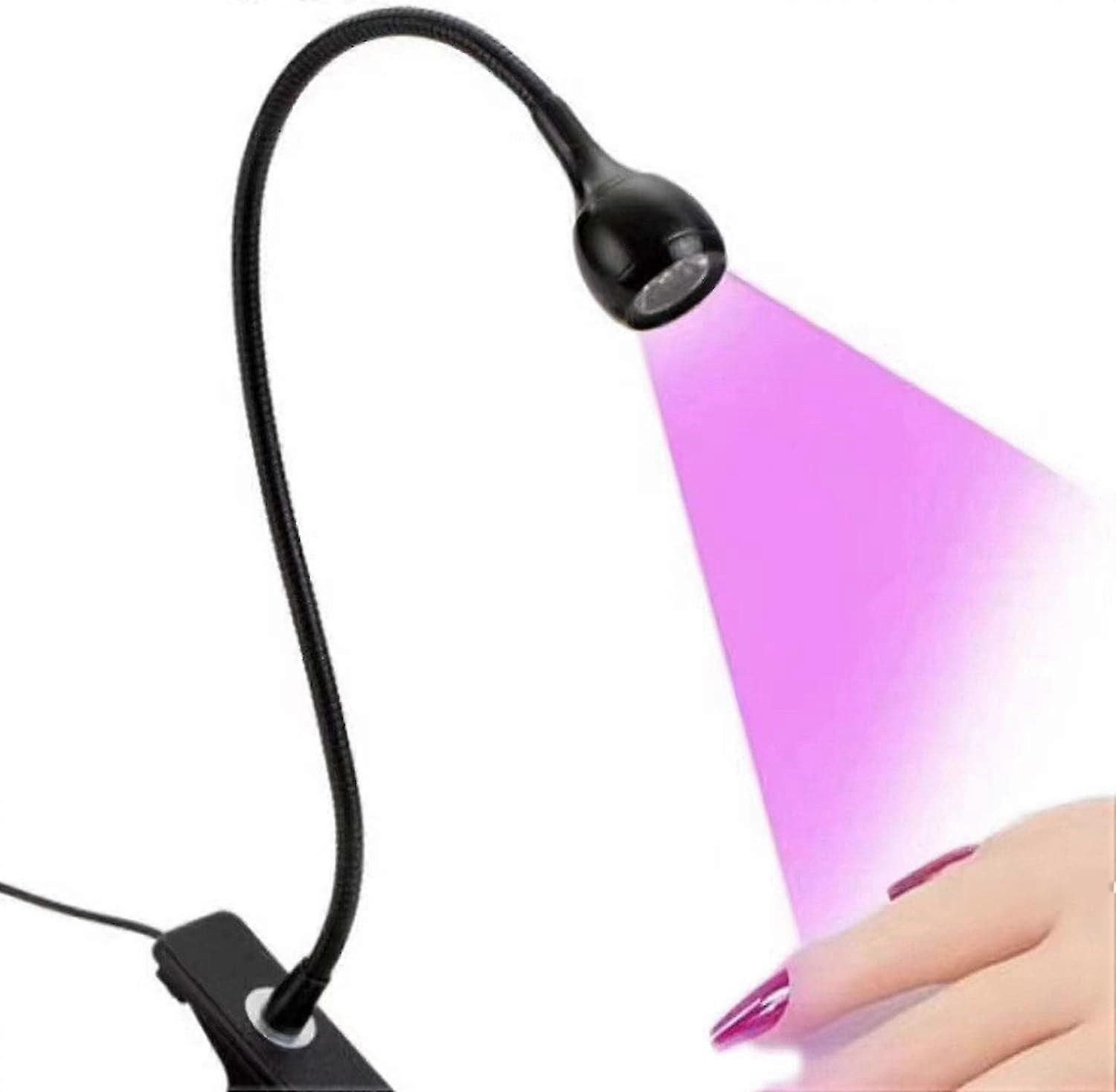 Clip- on UV Lamp USB Powered Nail Dryer Curing Light with Flexible Gooseneck