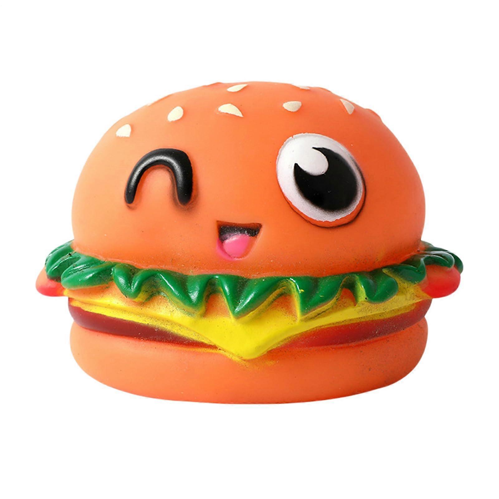 Squeaky Hamburger Dog Toy for Chewing, Teeth Cleaning and Interactive Play for All Breeds