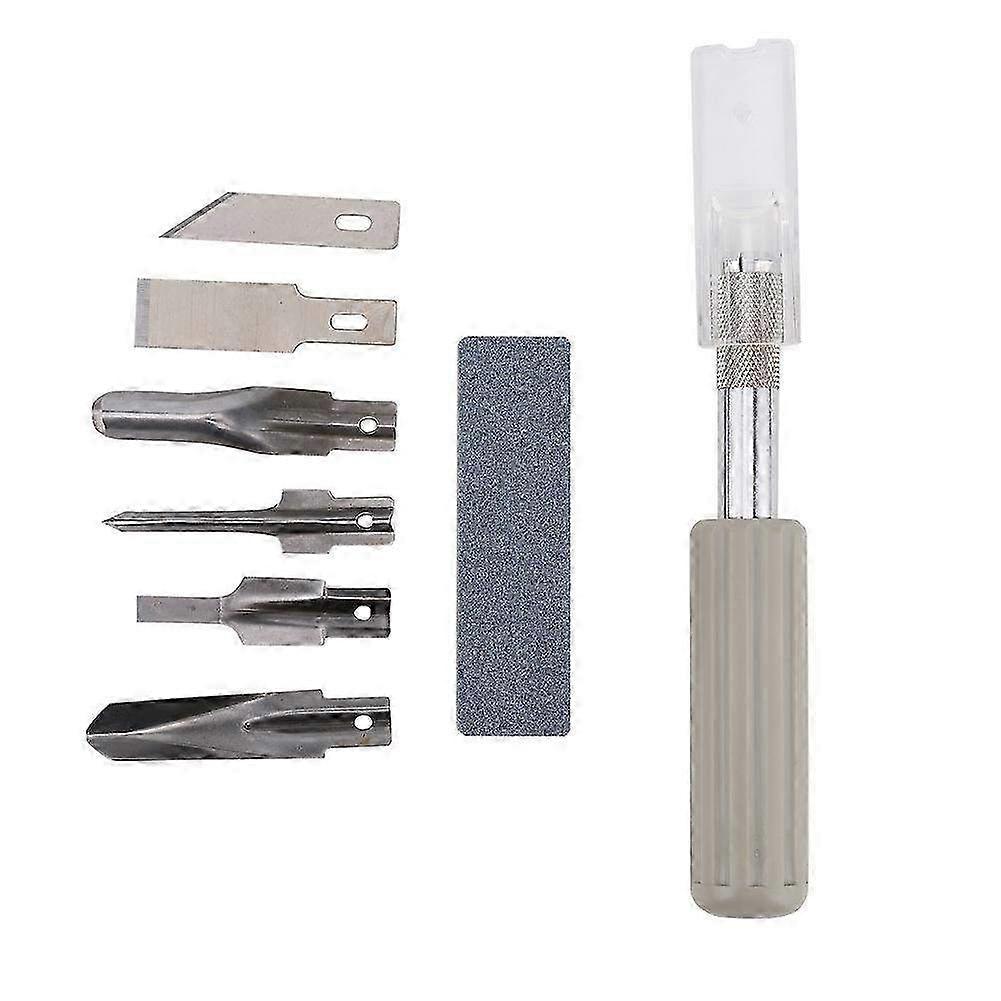 Carving Knife & Engraving Tool for Rubber Stamp Making - Sculpting Kit with 6 Replaceable Tips for Creative Crafts
