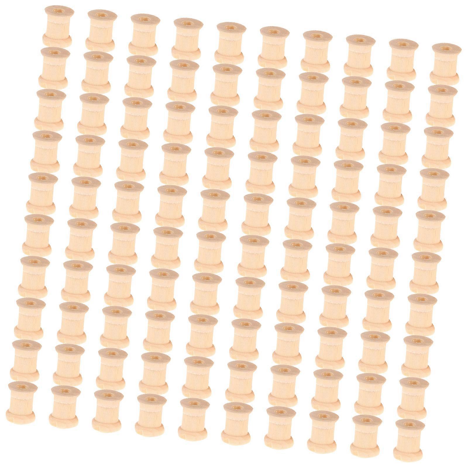 100 Pcs Wood Sewing Bobbins Wood Empty Spools Empty Thread Spools Empty Sewing Spools Sewing Accessories Multicolor