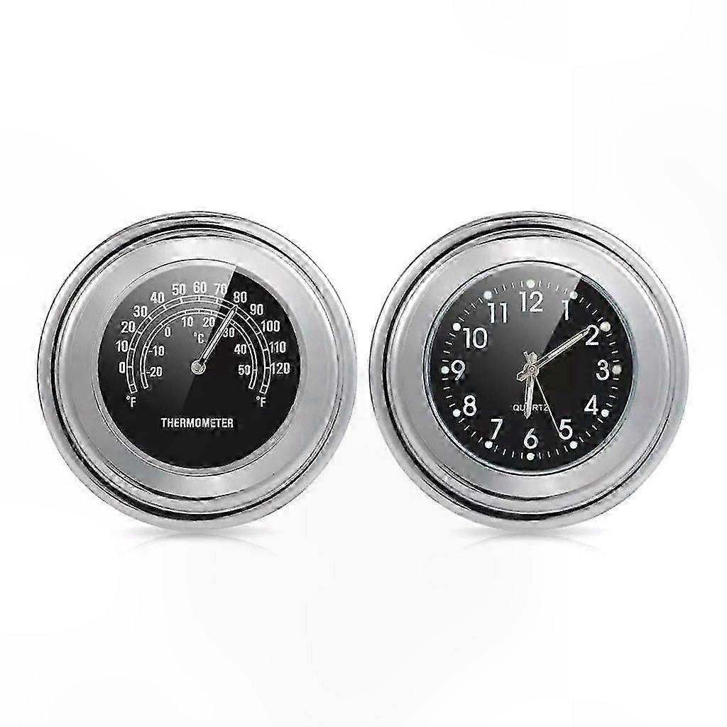 Waterproof Motorcycle Handlebar Clock with Thermometer, 25mm Universal Fit