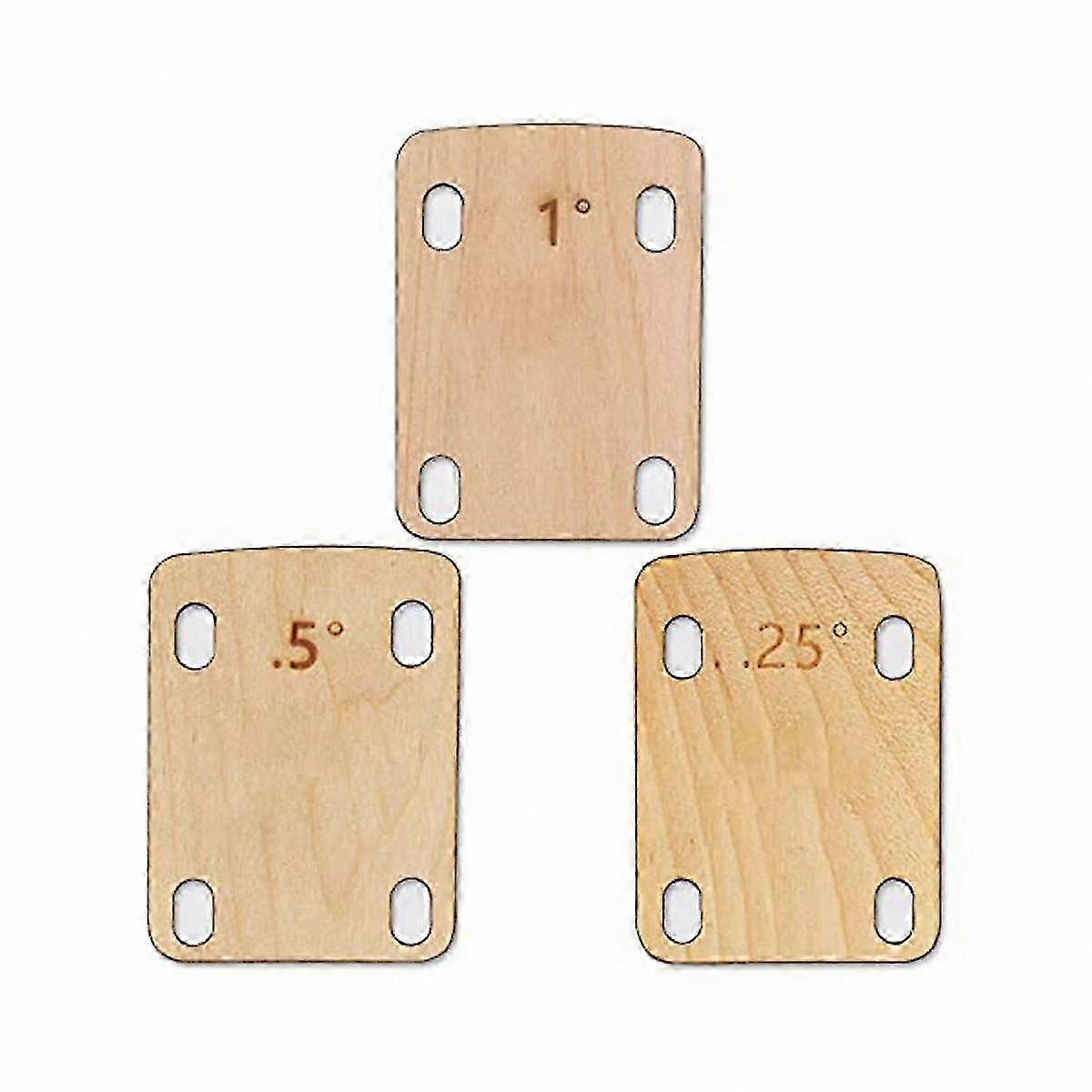 3Pcs Solid Maple Wood Neck Shims for Guitar, 0.25, 0.5, 1 Degree Adjustment