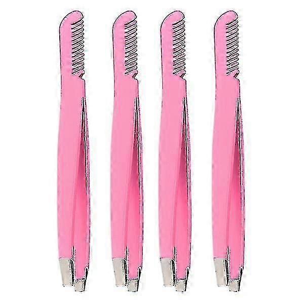Peigne à épiler diagonal 4pcs, pince à sourcils en acier inoxydable et pinces