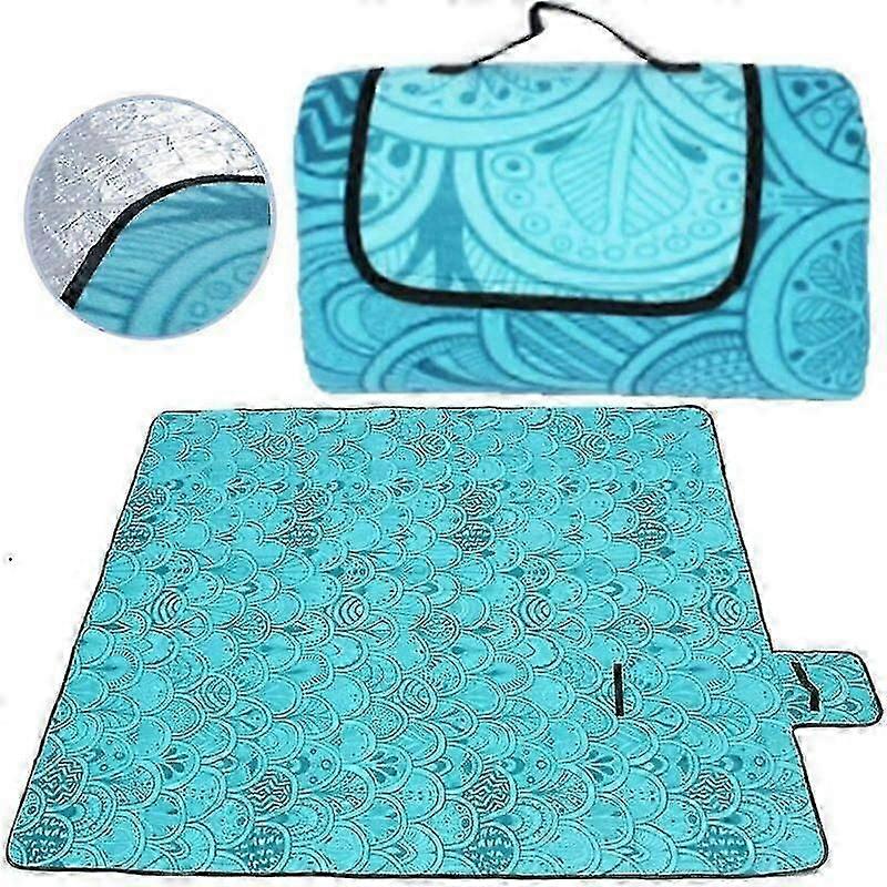 Picnic Blanket, Waterproof, Foldable, For Camping, Beach, Garden, With Handle, Picnic Blanket With Waterproof Backing 200 X 200 Cm