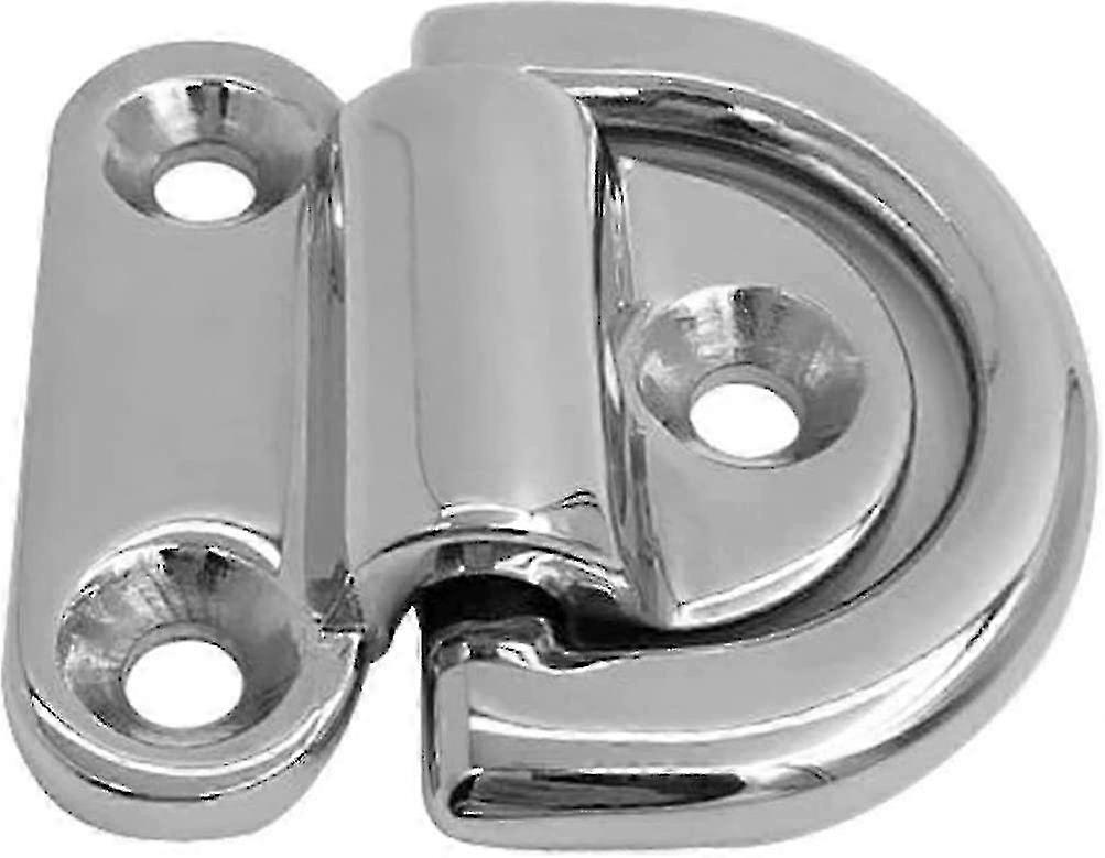 Stainless Steel Folding Pad Eye D-Ring for Lashing, Compatible with Trailer Boat Caravan Deck Hardware, Silver 1pc
