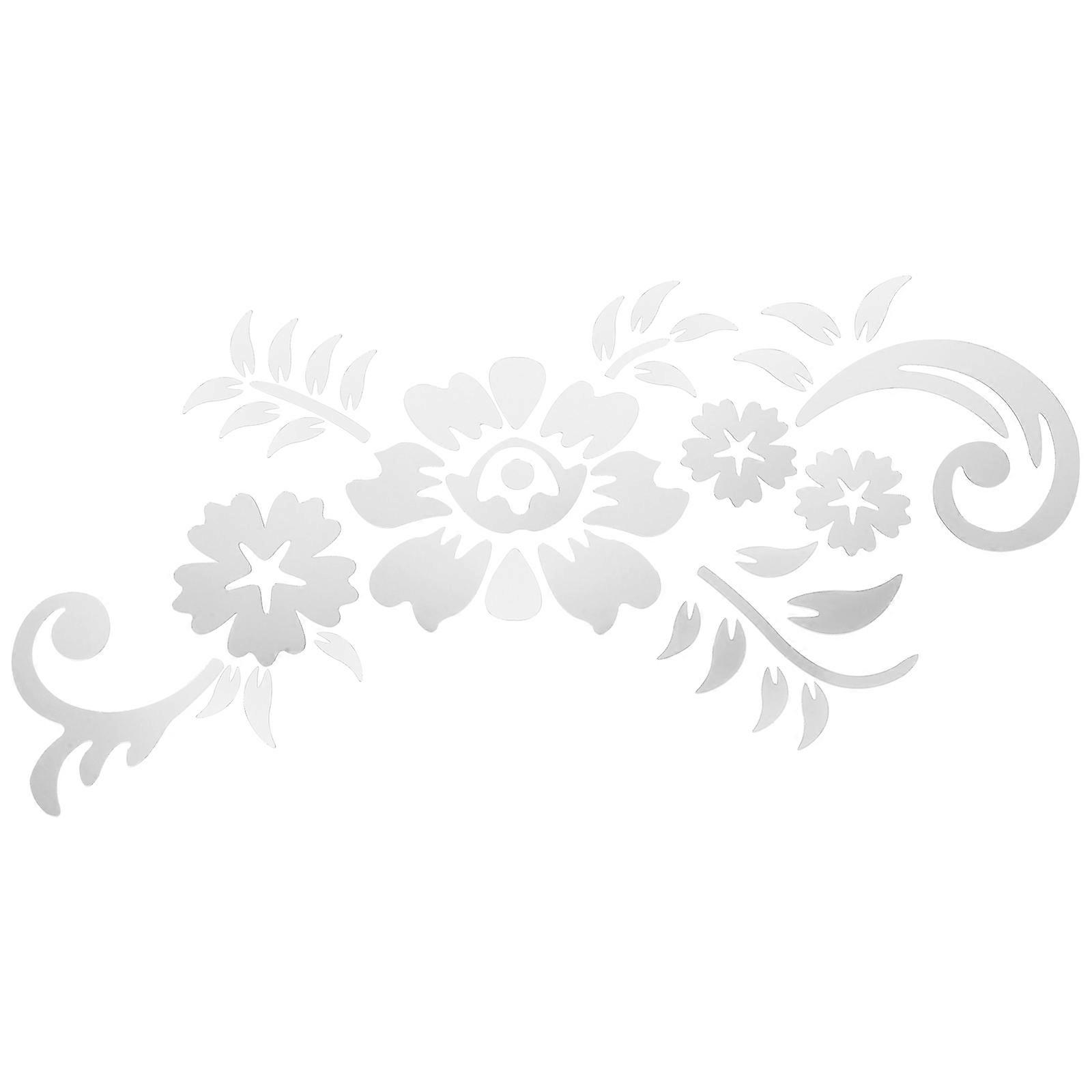 ウォールミラーデカールフラワー3Dクリスタルミラーホームポーチ背景シルバー環境保護1セット