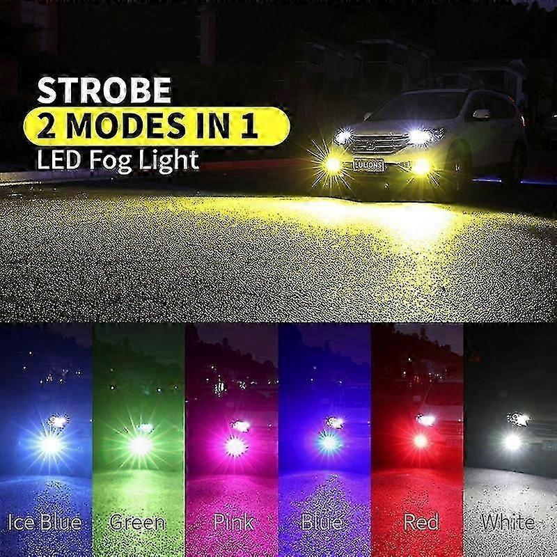 2pcs 24LED H7 H11 Fog Light Bulbs 9005 9006 880 881 Daytime Running Lamps for Vehicles Strobe Function Car Headlights