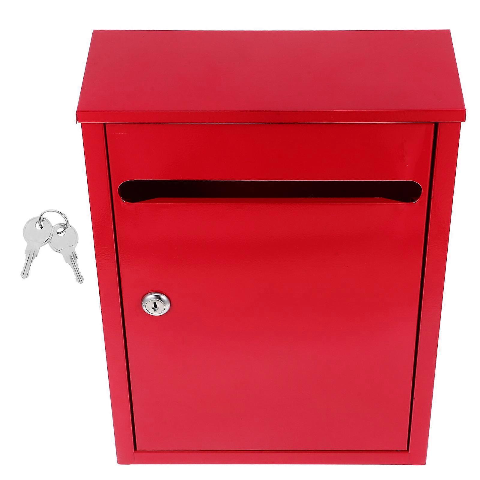 Lockable Wall Mounted Mailbox with Iron Design 1 Set Security Donation Complaint Comment Collection Box